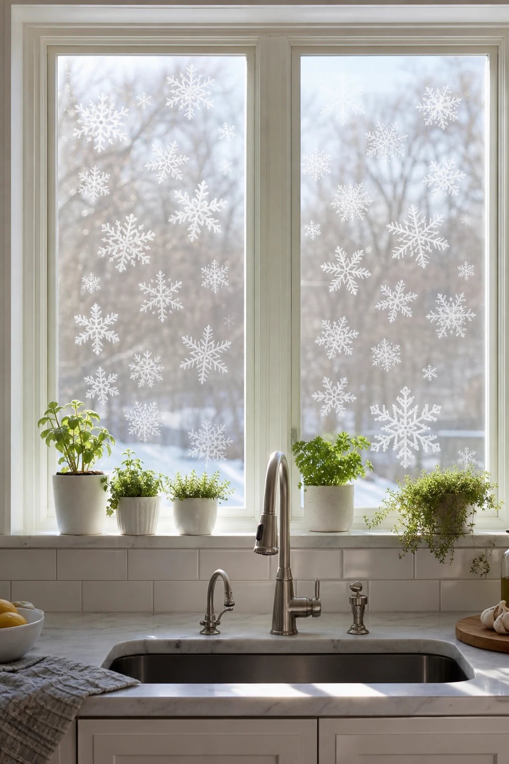 Snowflakes on the glass