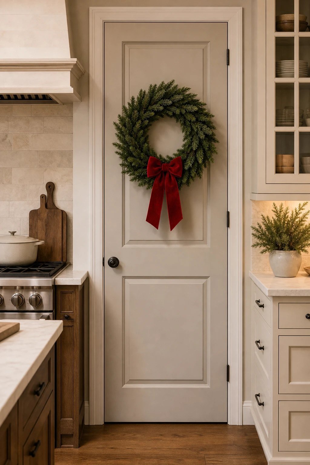 A wreath on the pantry door