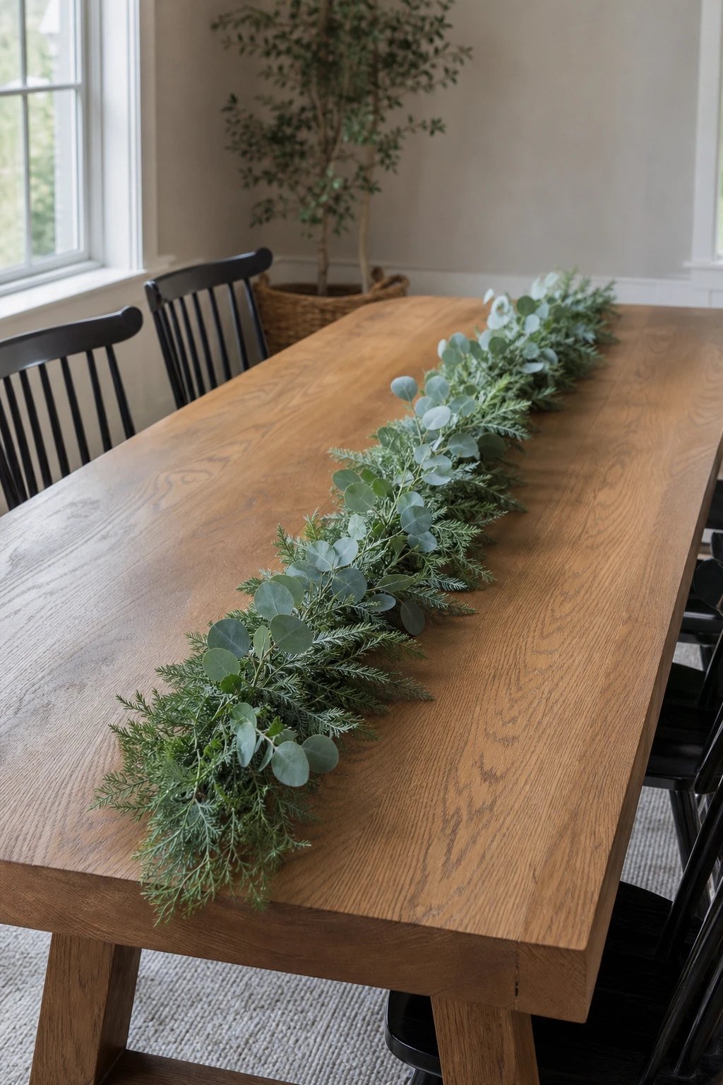 A greenery garland down the middle