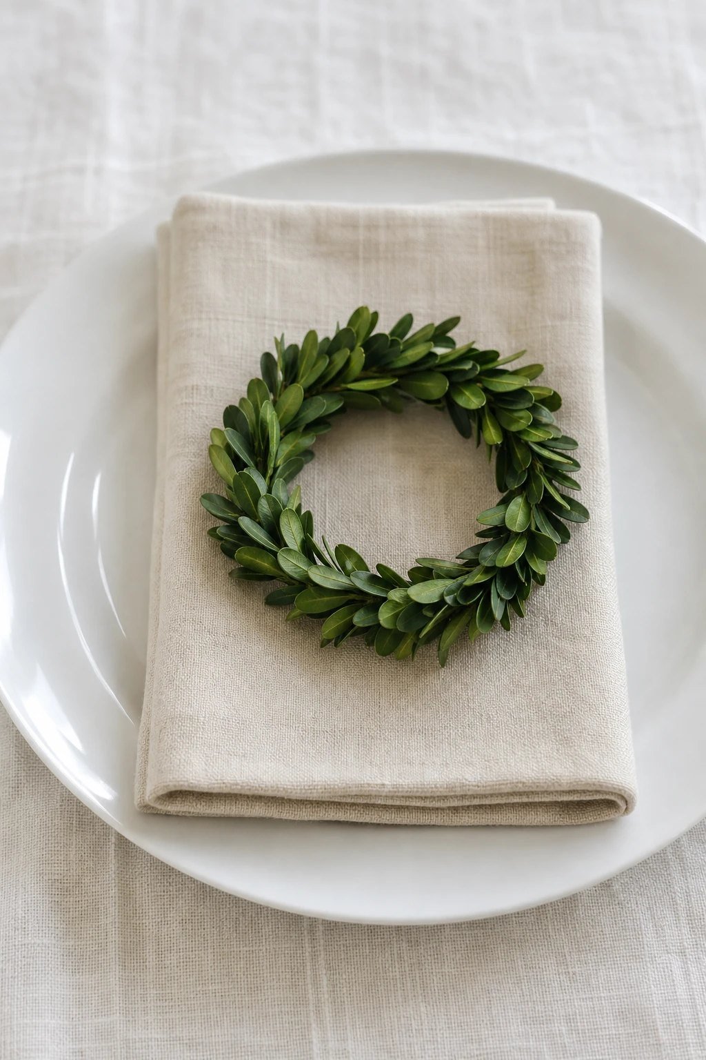 A mini wreath on each napkin