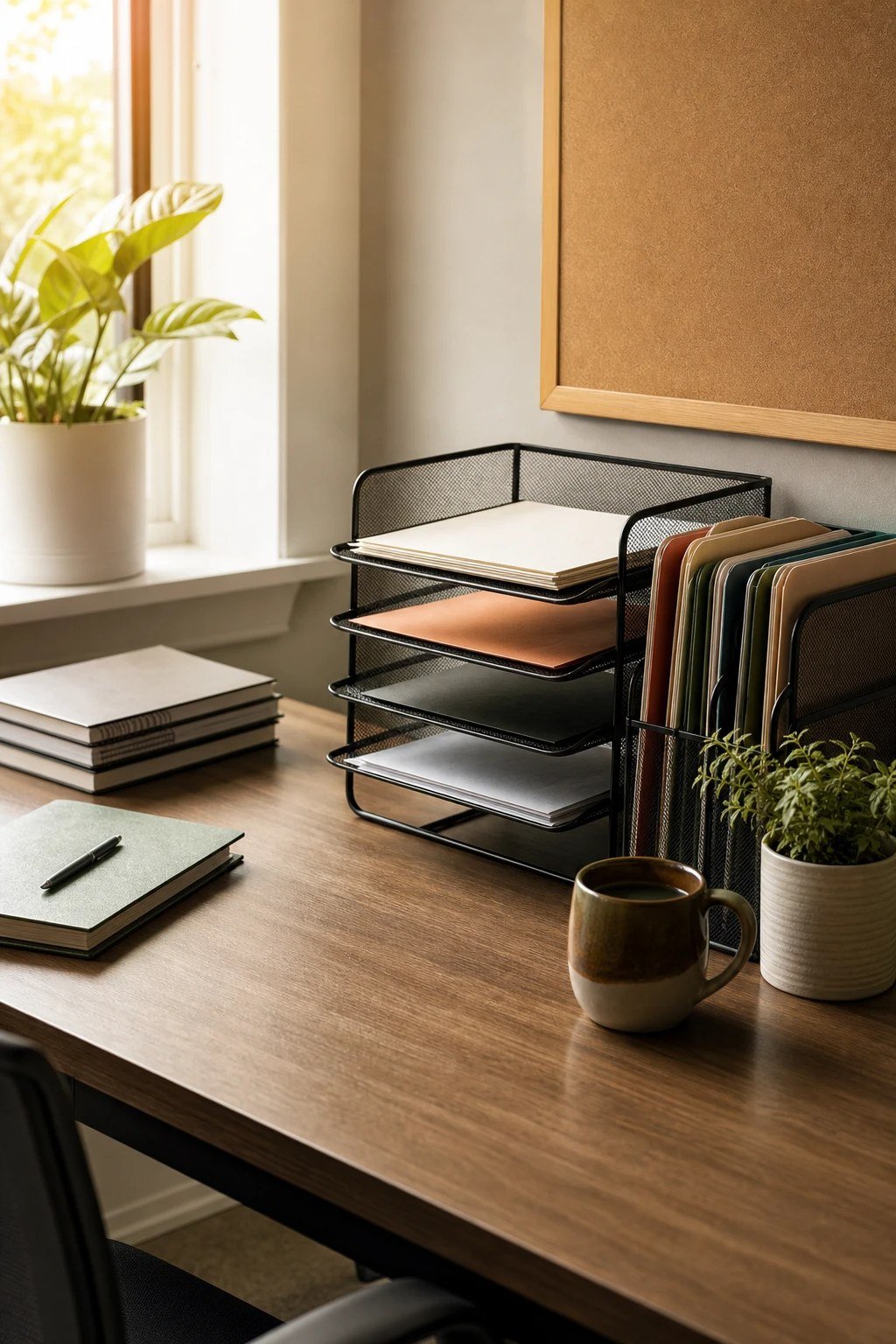 Teacher desk with a 4 tier file organizer