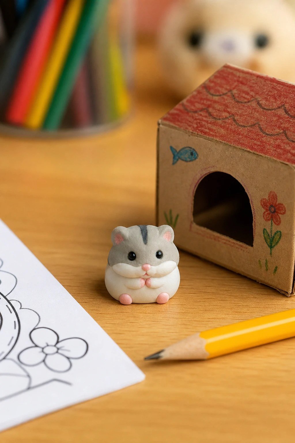 Animal desk pet eraser on a student desk
