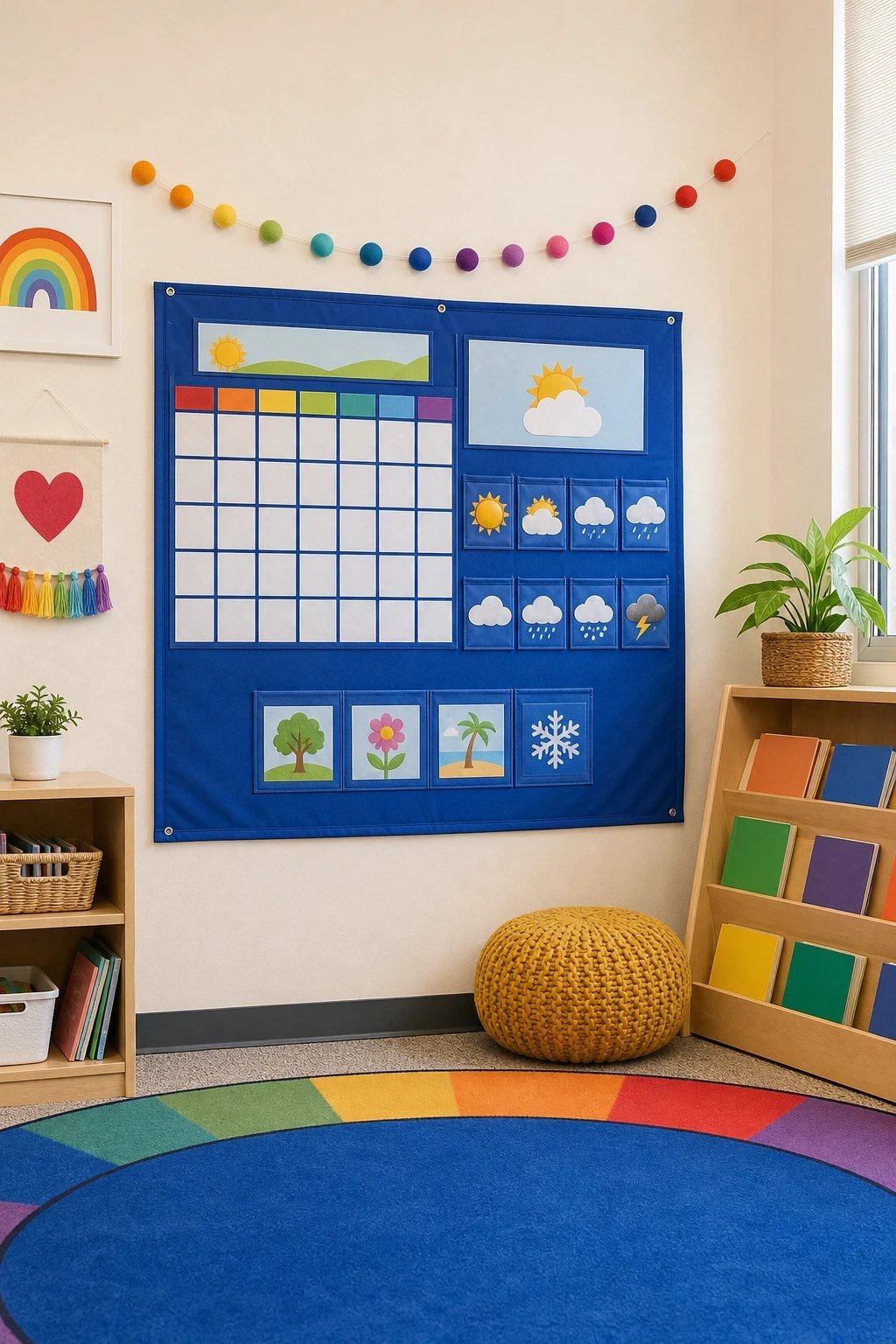 A calendar and weather chart