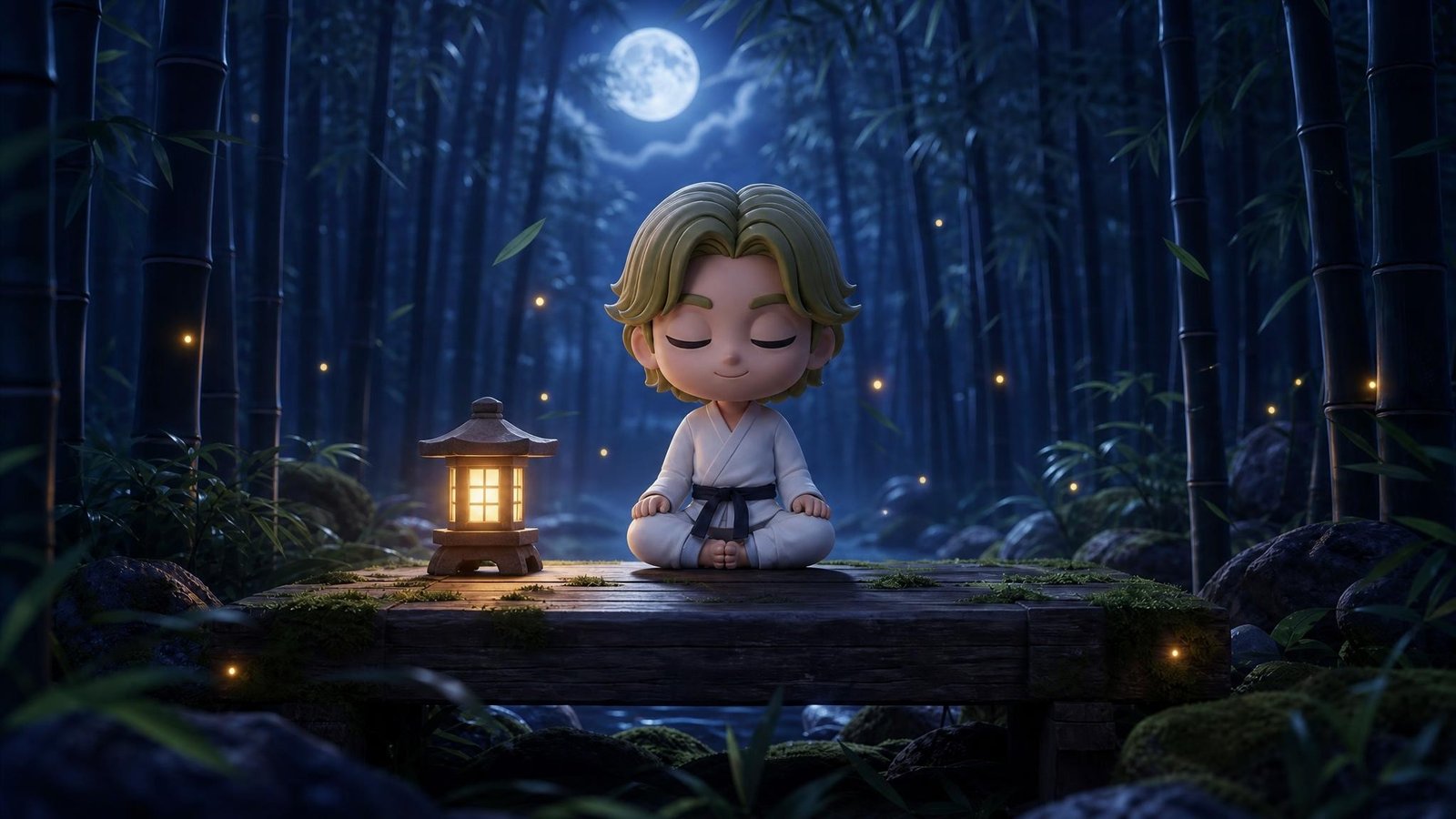 Don't Wake Sensei noise monitor, Bamboo Forest by night scene