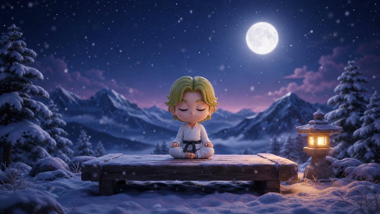 Don't Wake Sensei noise monitor, Snowy Mountain scene