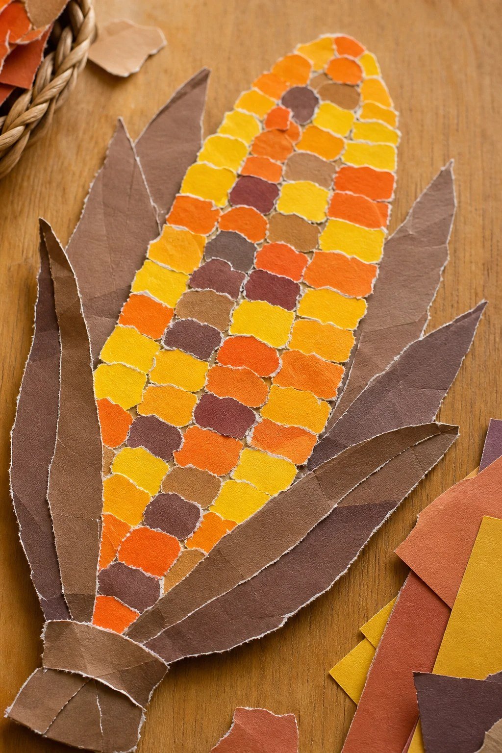 Torn paper corn