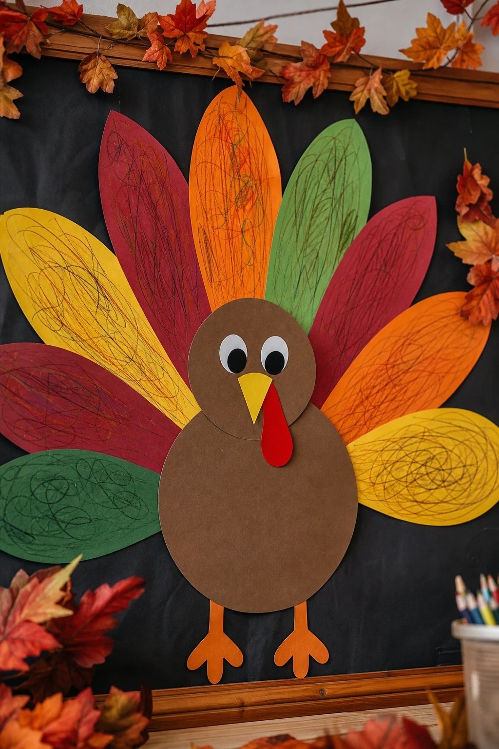 Thankful turkey with feather notes