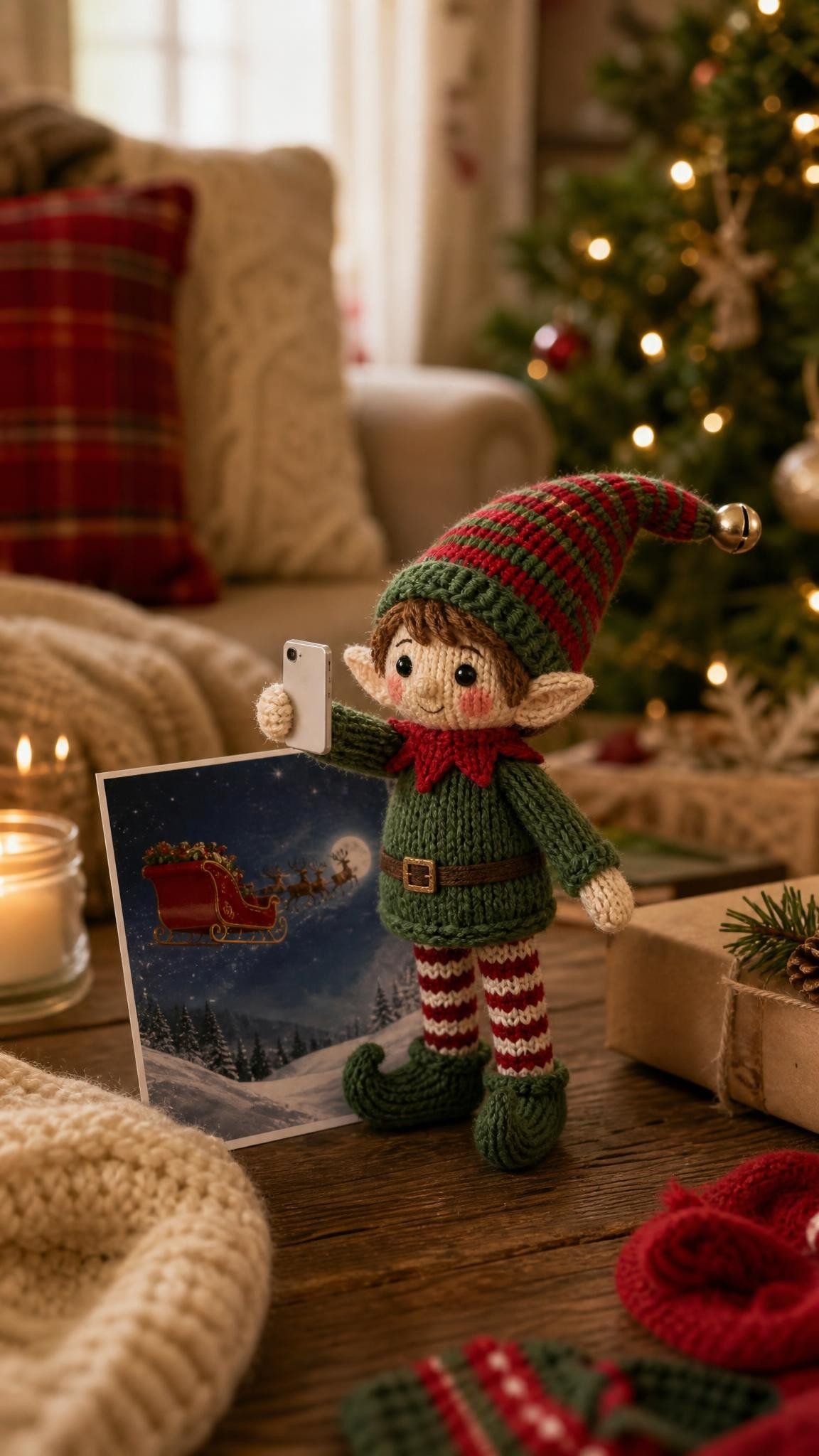 Elf on the Shelf goodbye idea: Selfie with Santa