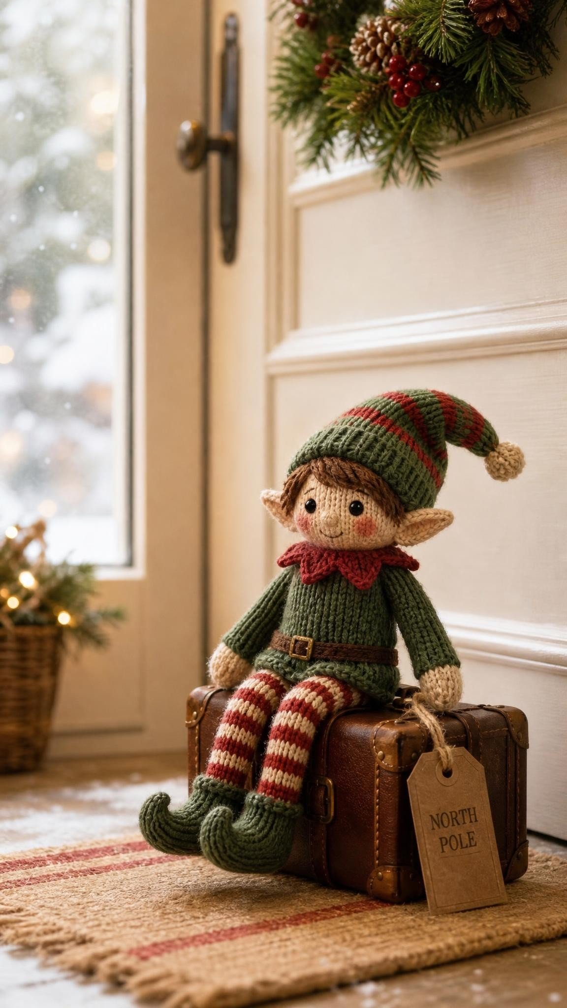 Elf on the Shelf goodbye idea: Packed suitcase by the door