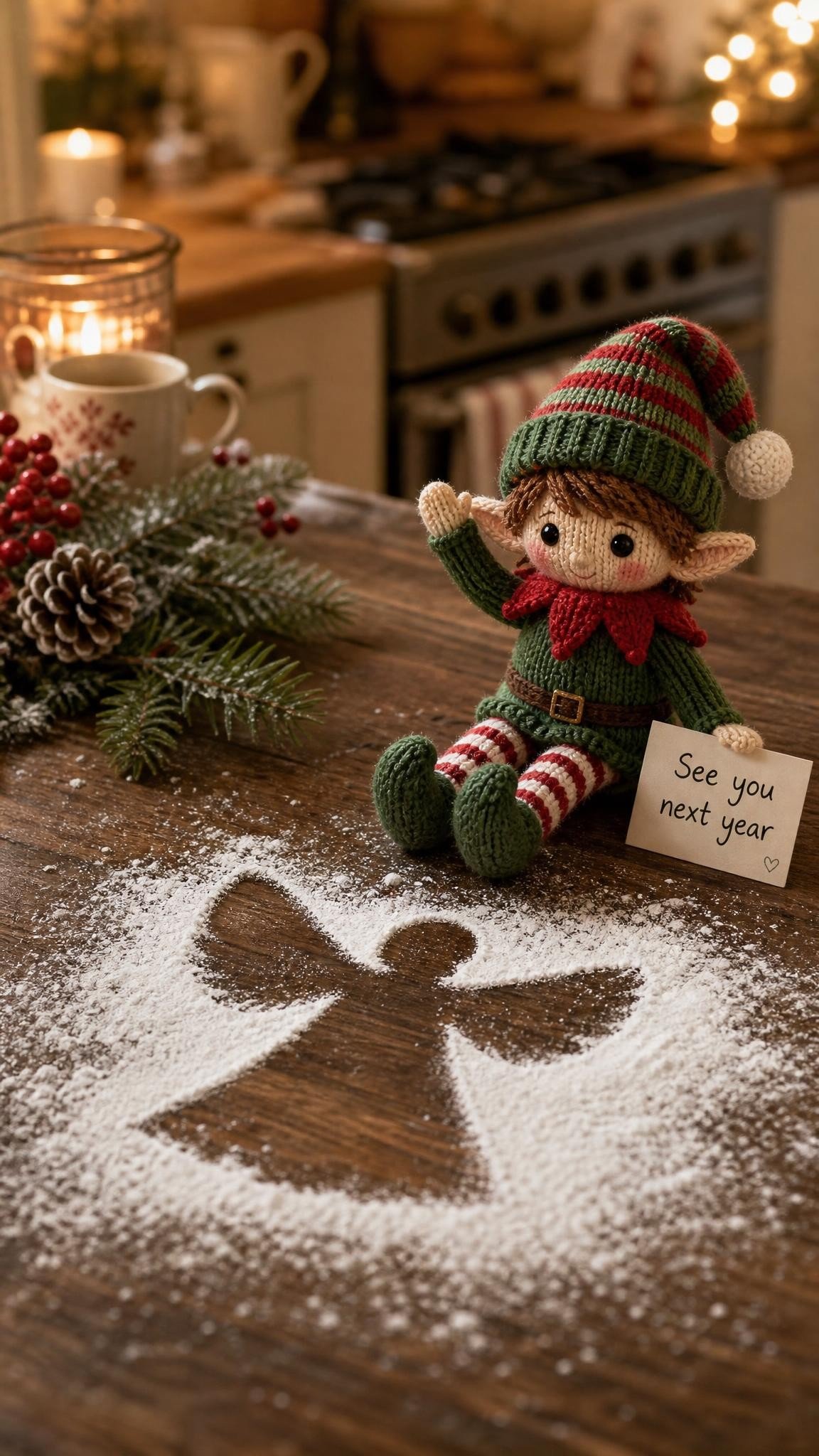 Elf on the Shelf goodbye idea: Snow angel farewell