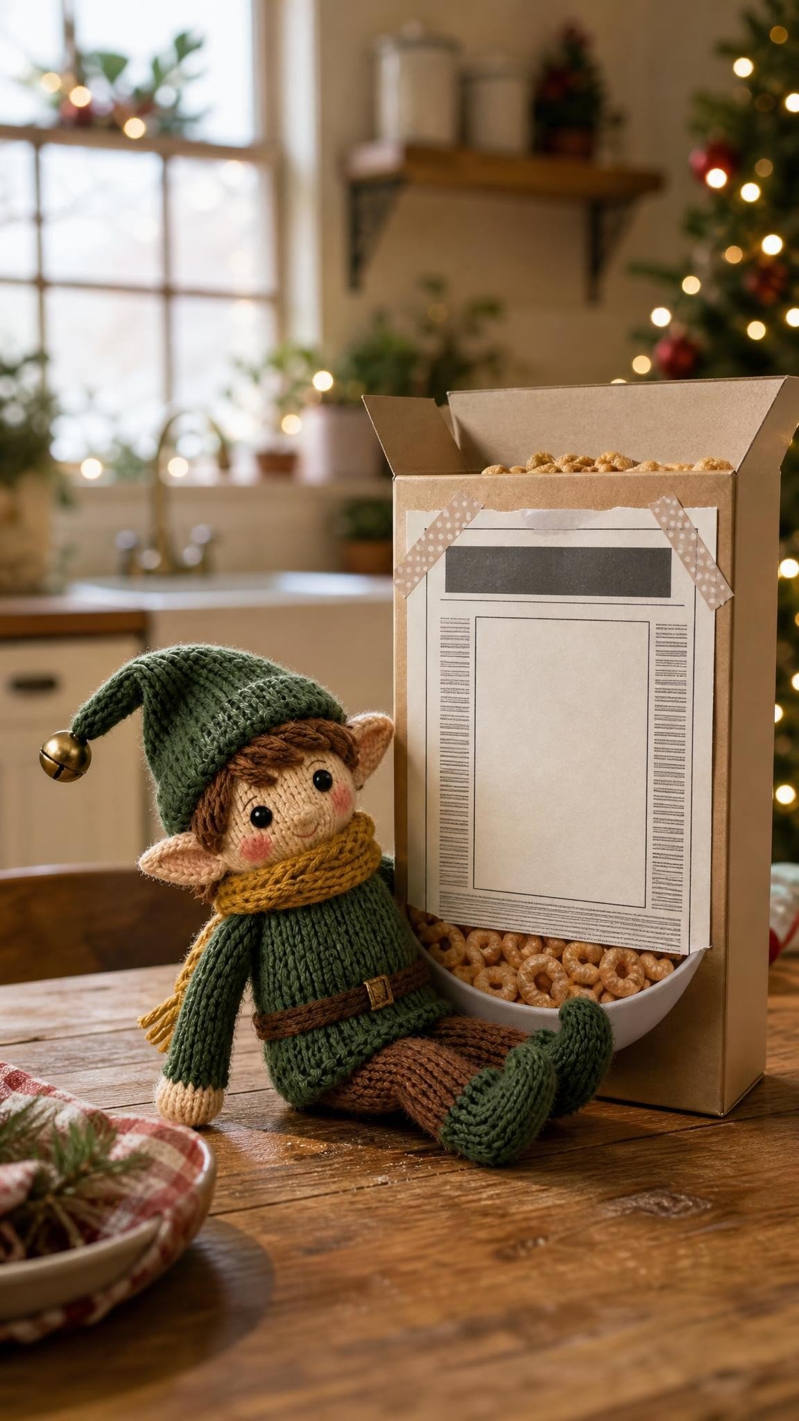 Elf on the Shelf idea for older children: Breaking news cereal box