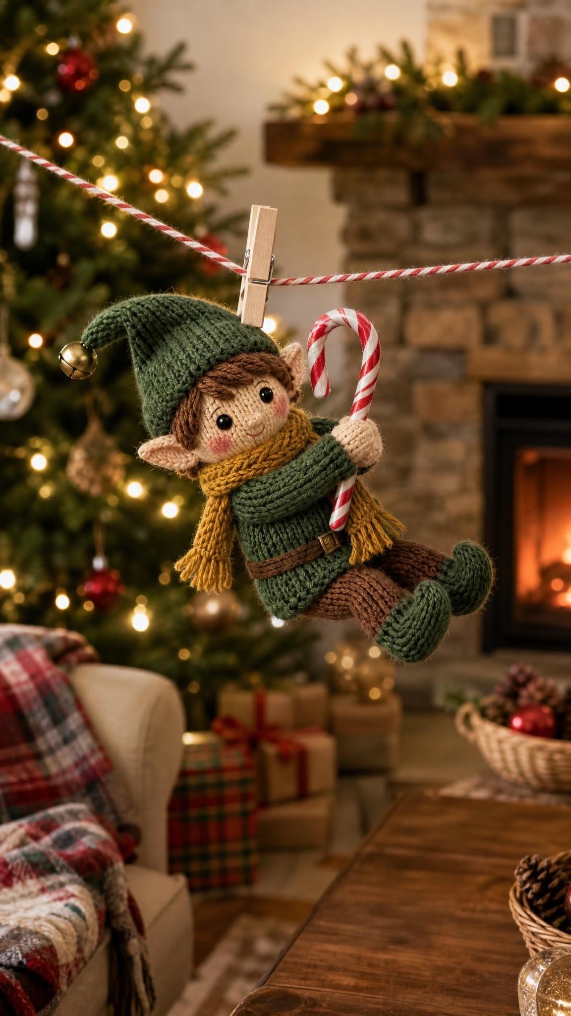 Elf on the Shelf idea for older children: Zip line across the room