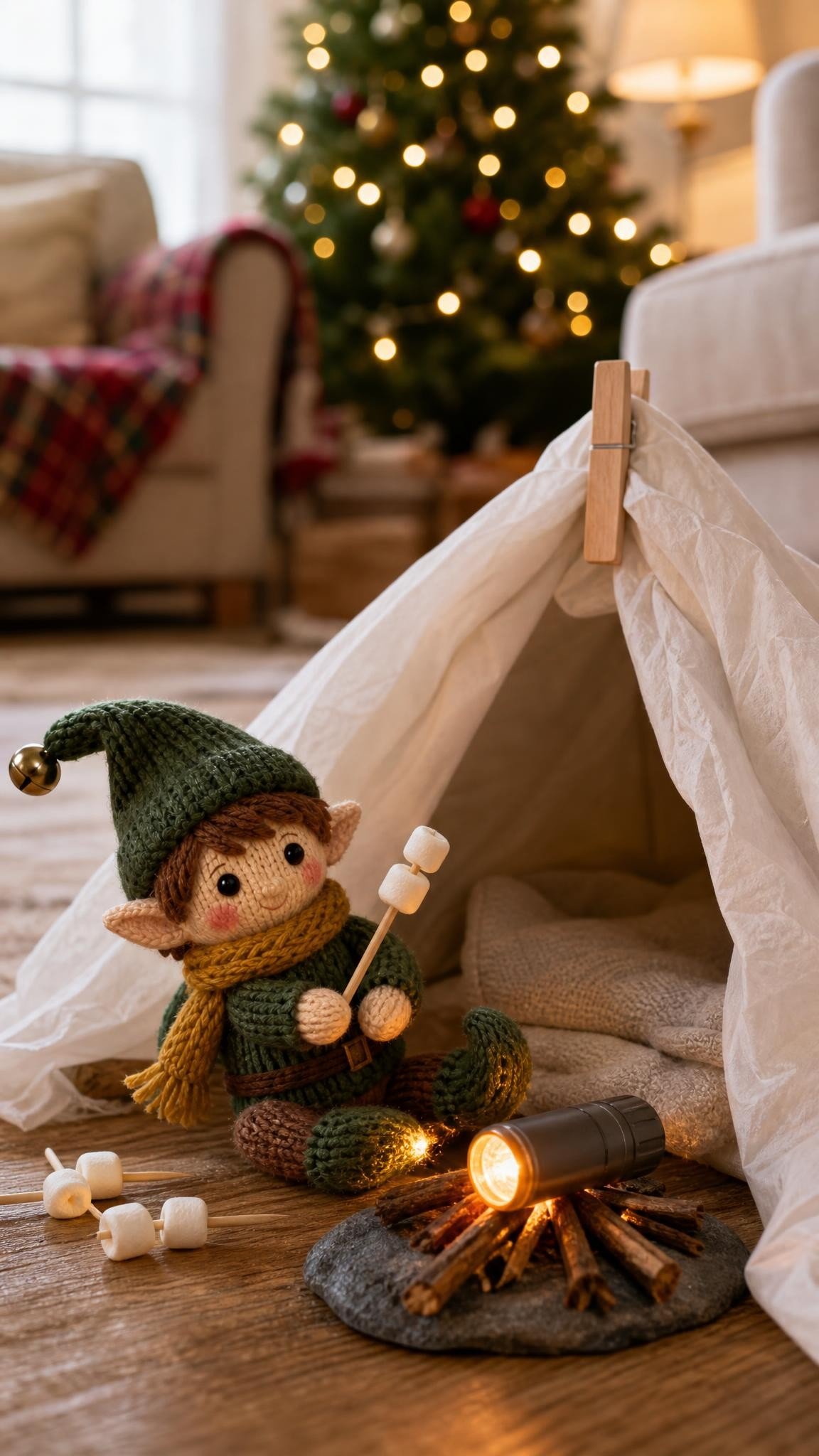 Elf on the Shelf idea for older children: Camping trip