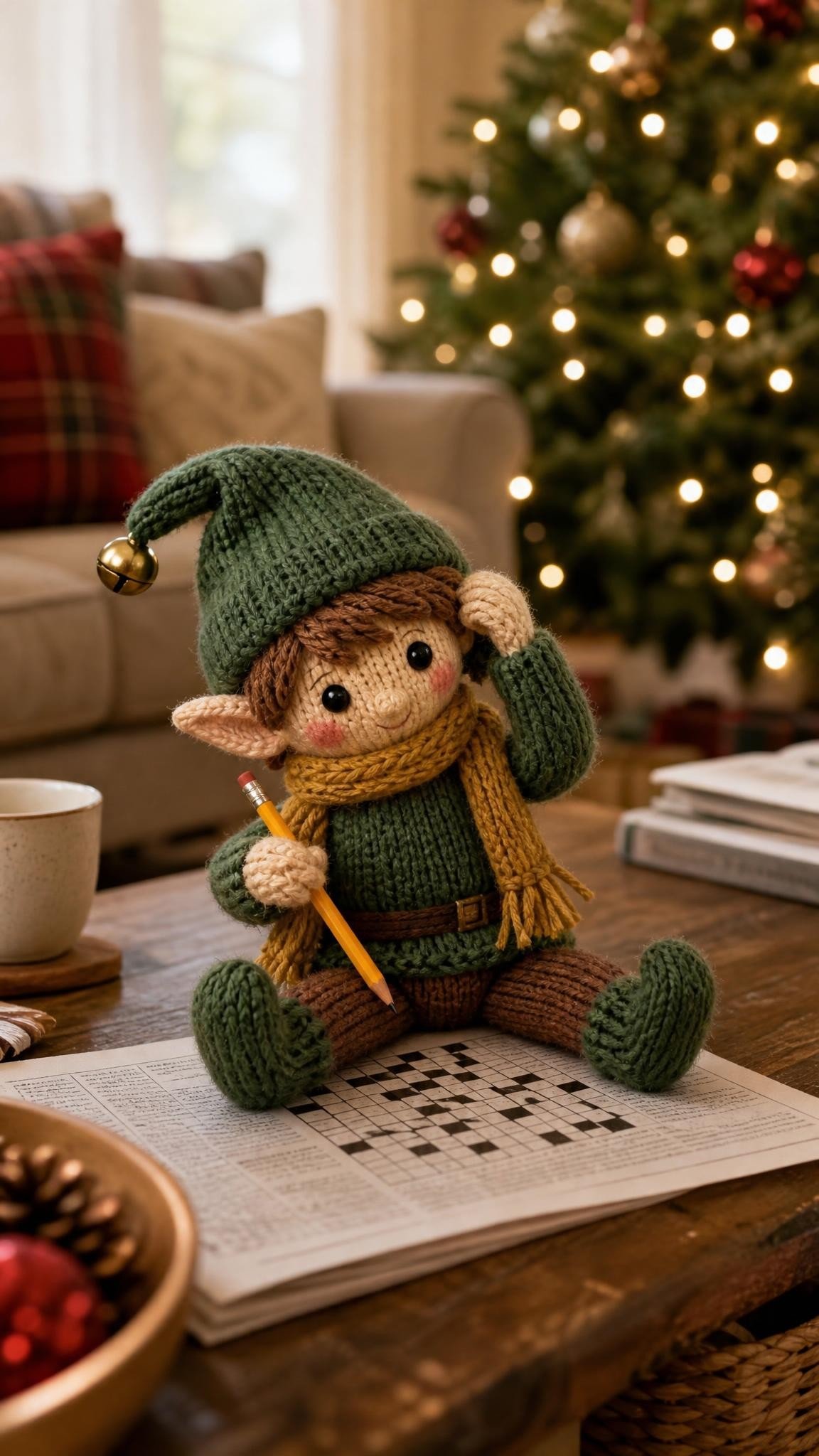 Elf on the Shelf idea for older children: Half-finished crossword