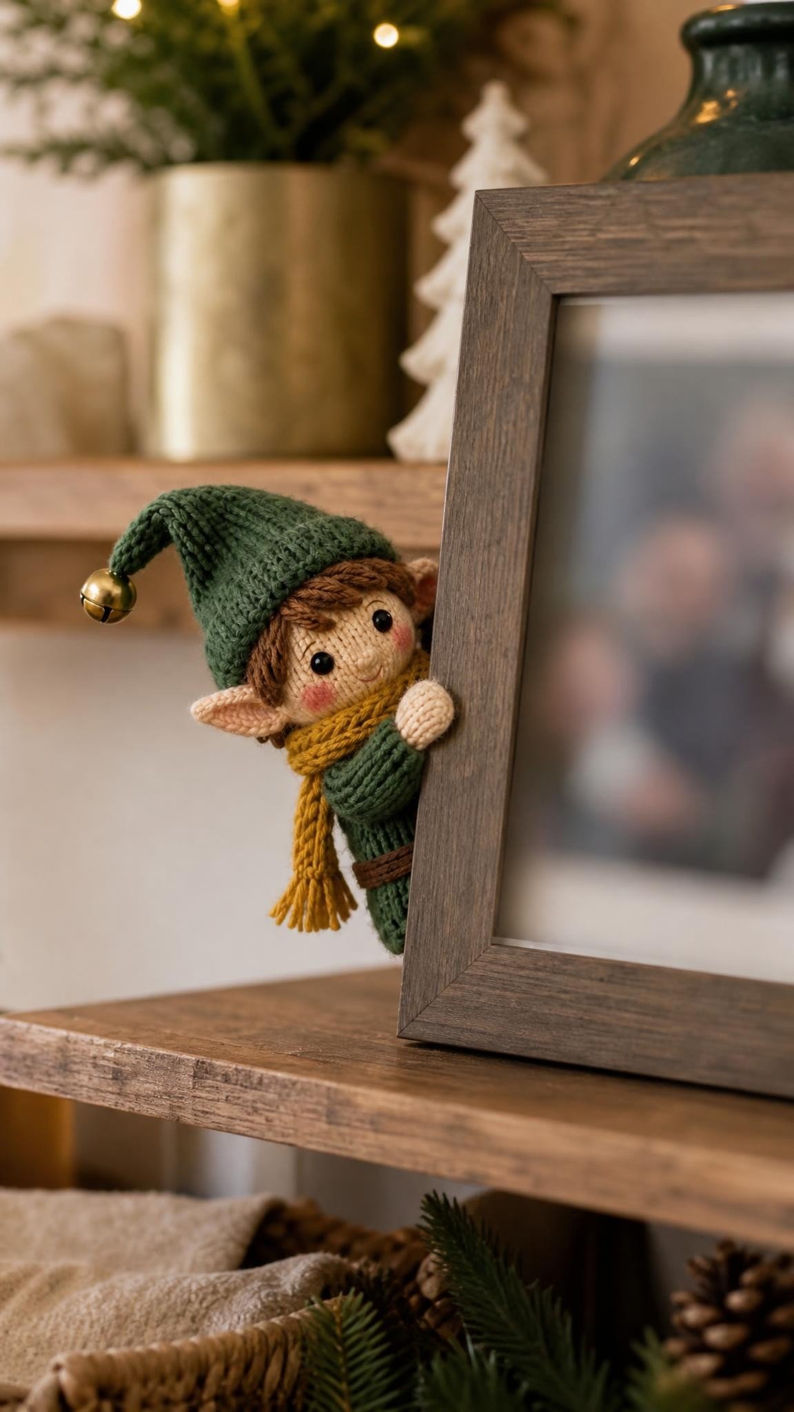 Elf on the Shelf idea for older children: Elf photobomb