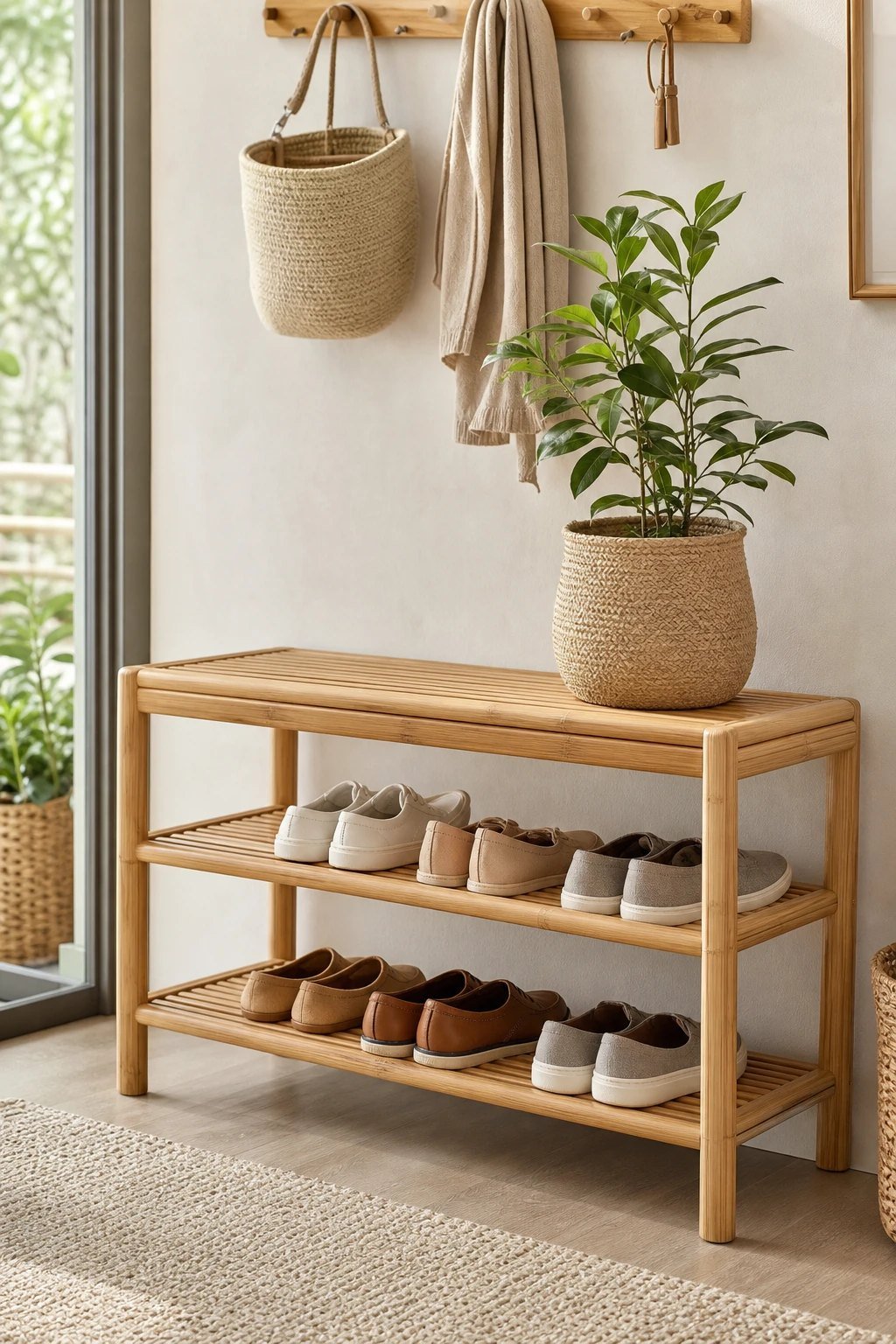 A shoe rack bench