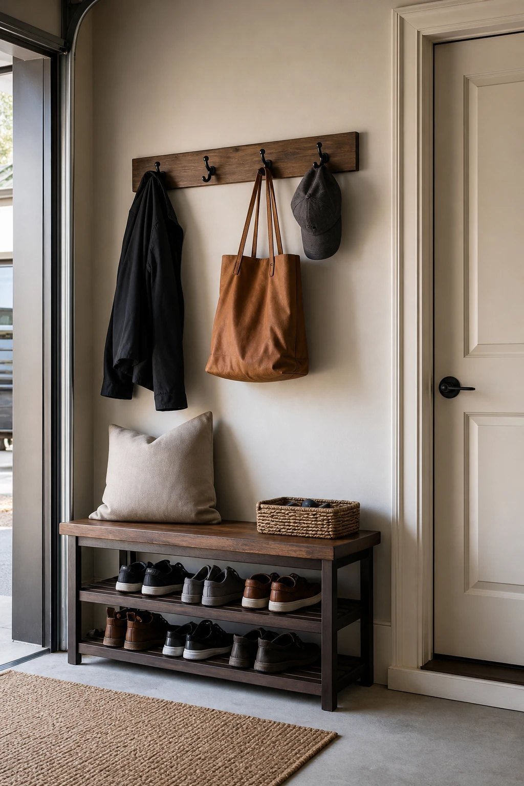 A garage entry drop zone