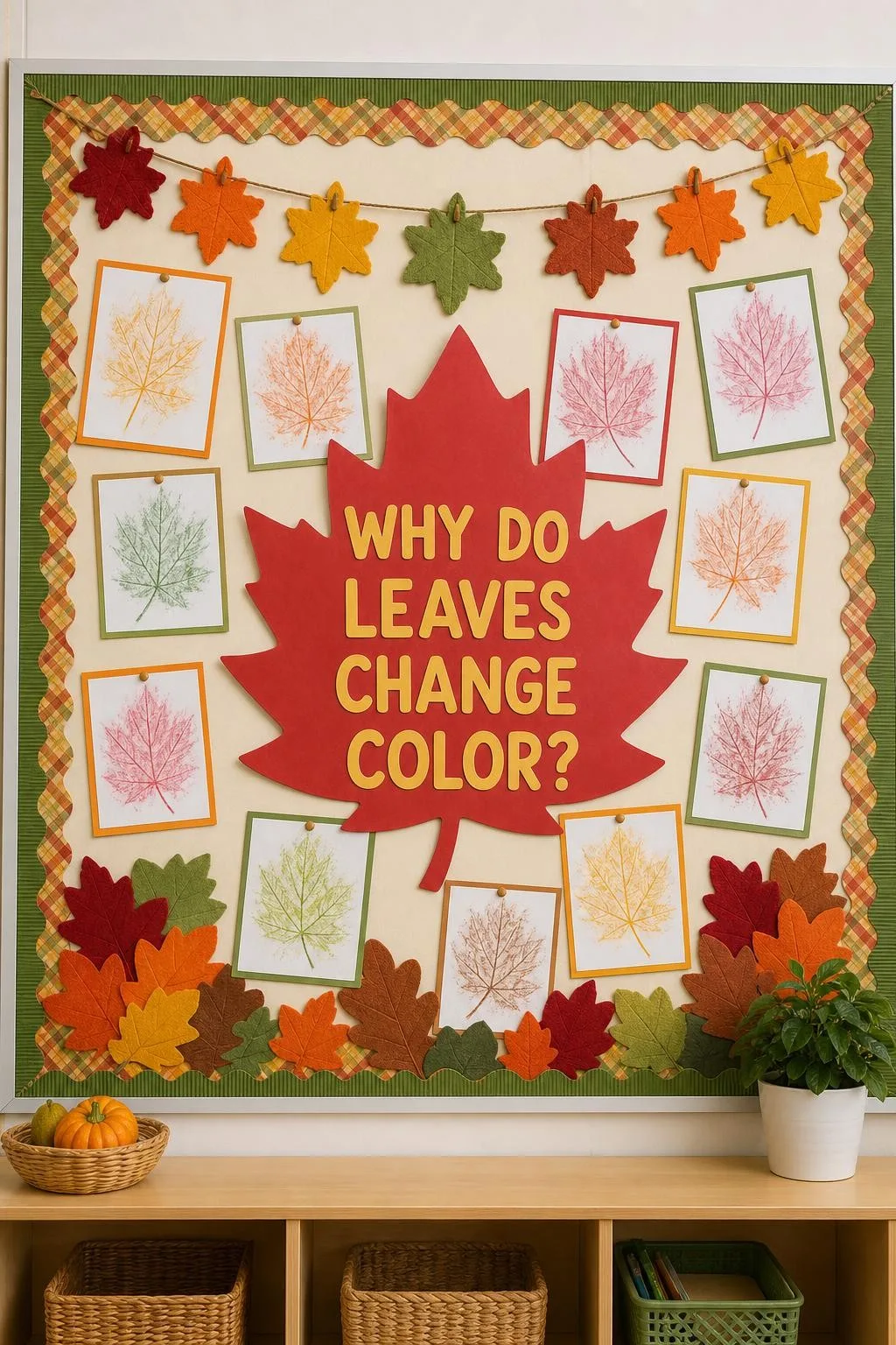 Maple Leaf Inquiry Wall: fall bulletin board idea for preschool and kindergarten