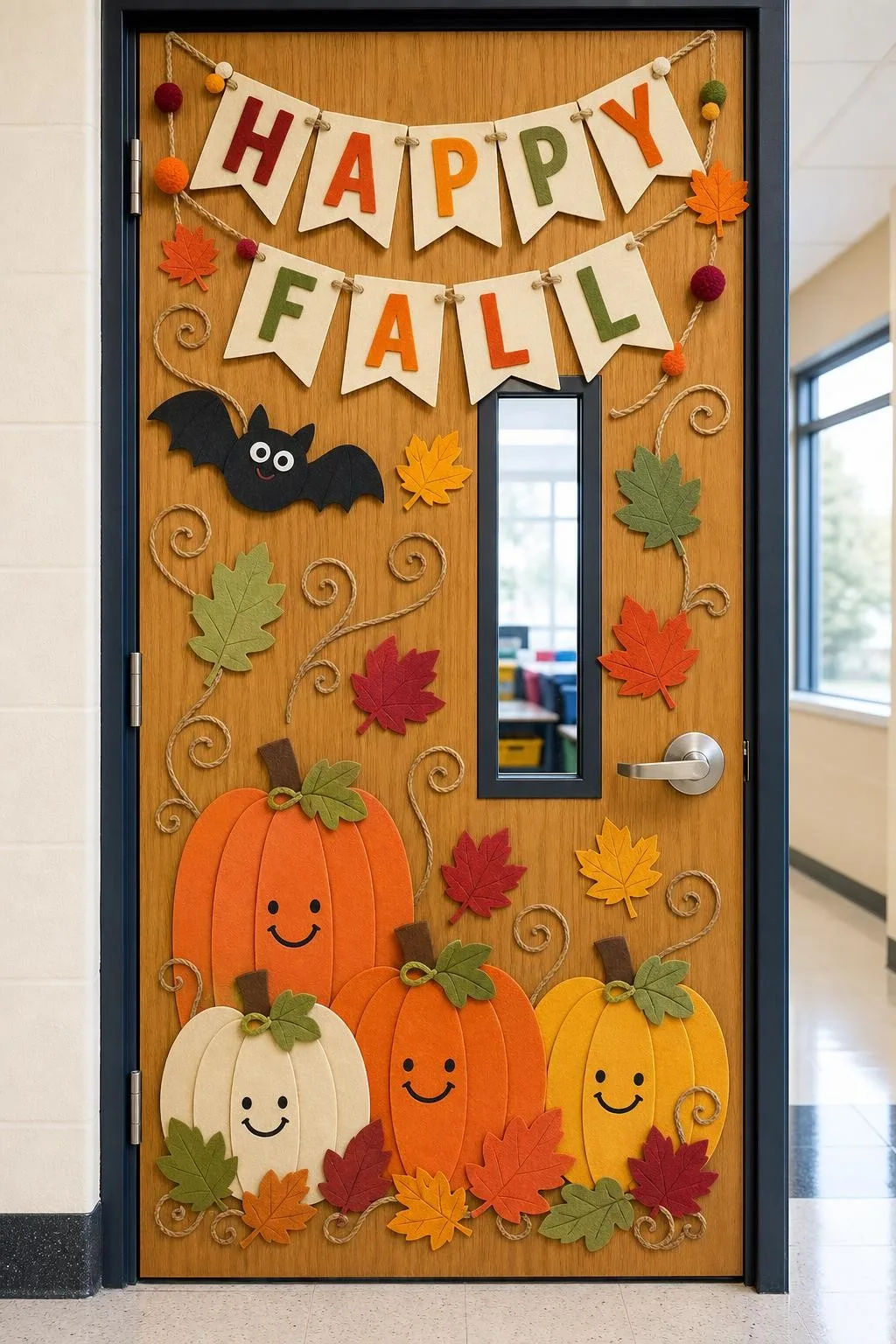 Halloween-Subtle Yet Festive Door: fall classroom door decoration