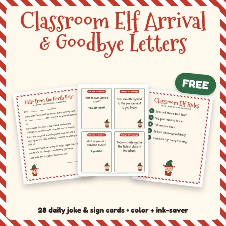 Free Classroom Elf Letters printable preview