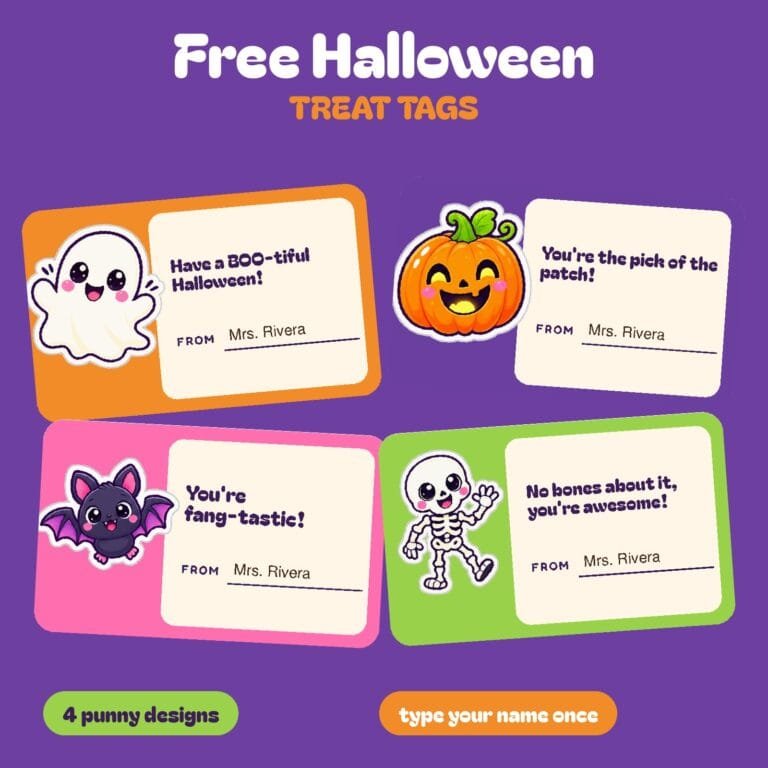 Free Halloween Treat Tags printable preview