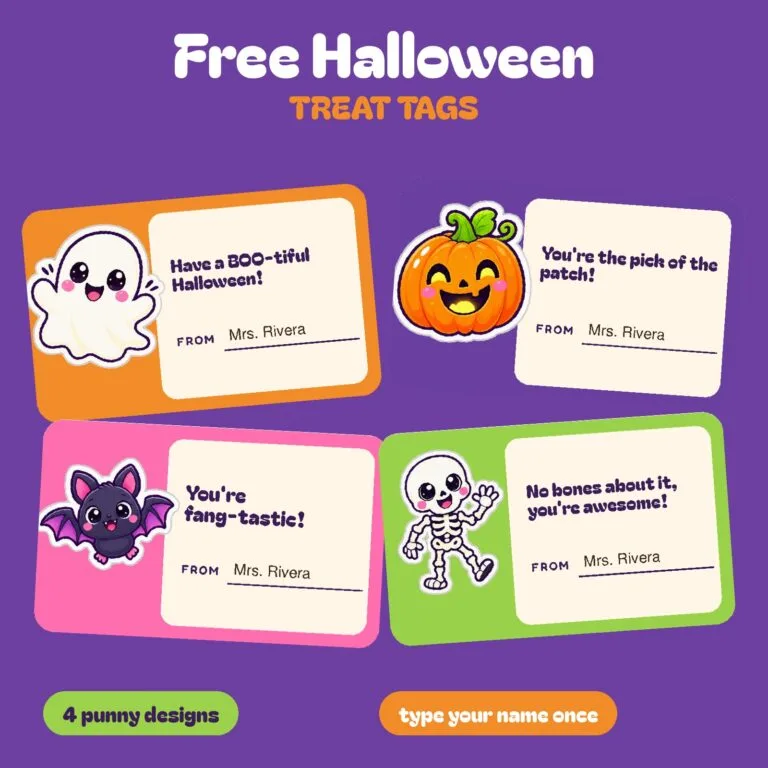 Free Halloween Treat Tags printable preview