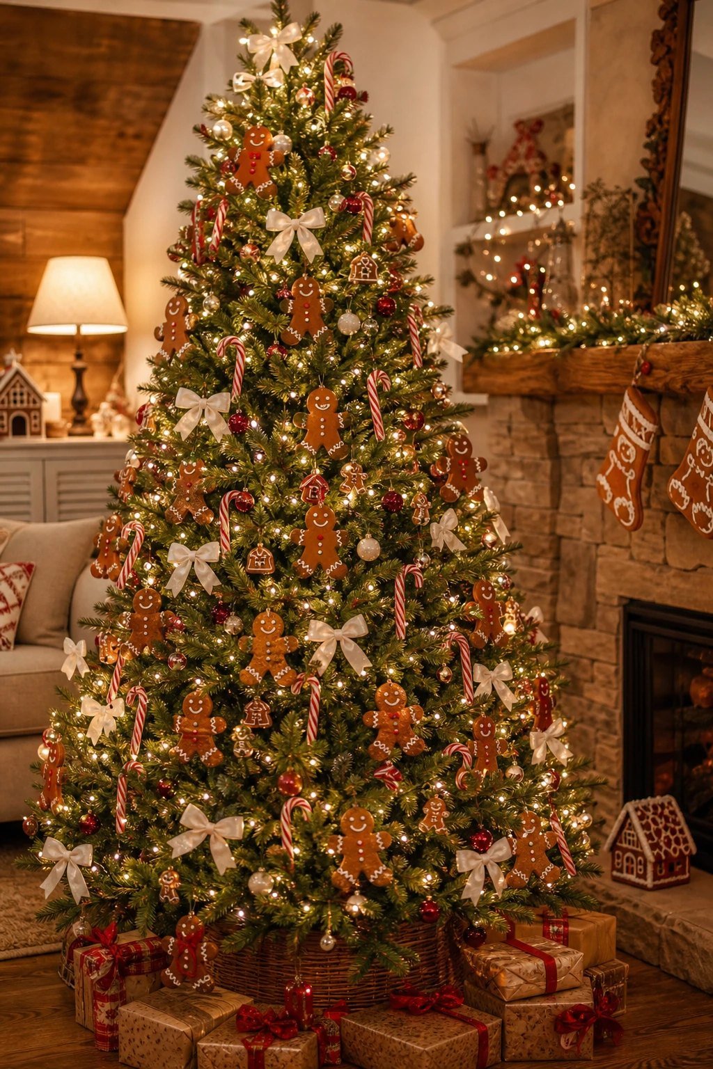 A full gingerbread man tree