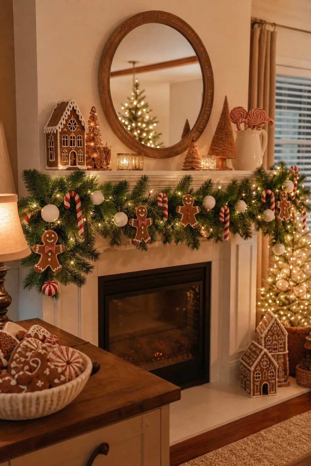 A gingerbread mantel garland