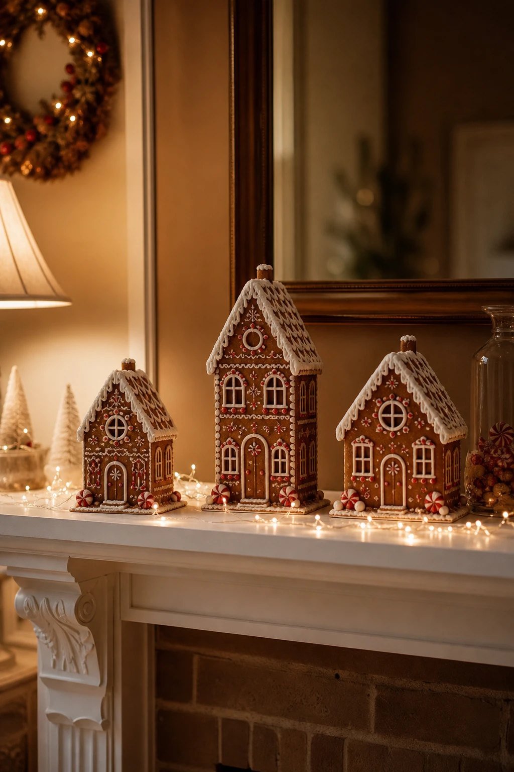 A row of gingerbread houses