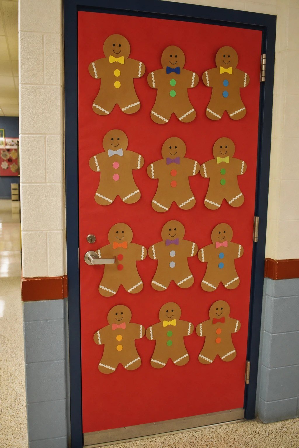 Paper gingerbread friends with felt buttons and bow ties