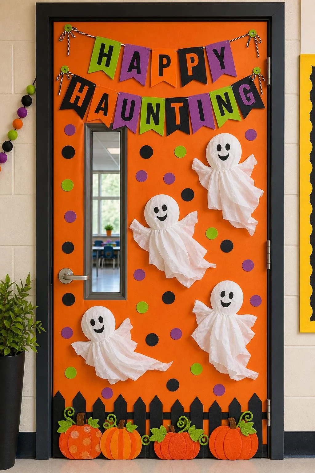 Bubbly Ghosts and Friendly Phantoms: Halloween classroom door decoration