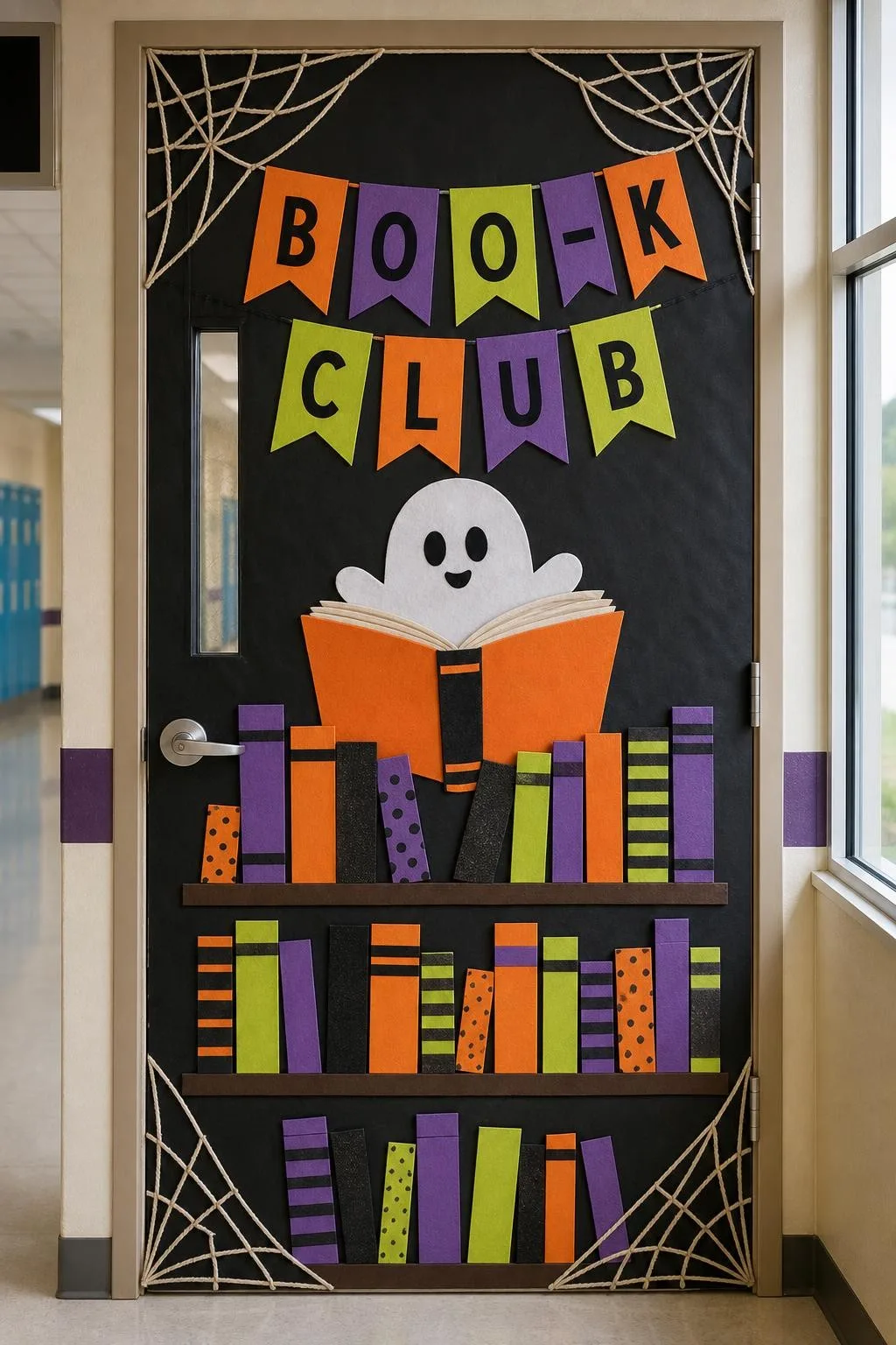 Haunted Library Nook: Halloween classroom door decoration