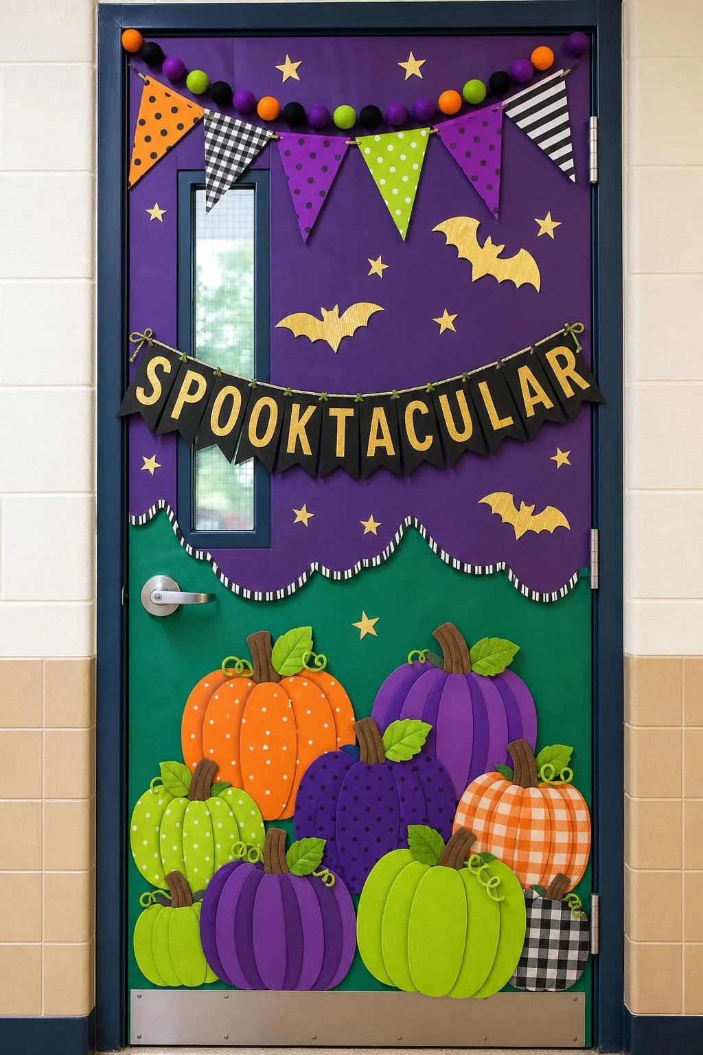 Moody Maximalist Paradise With Jewel Tones: Halloween classroom door decoration