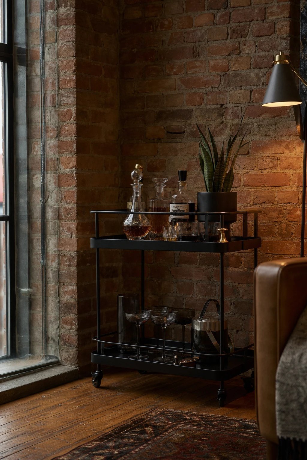 A bar cart corner