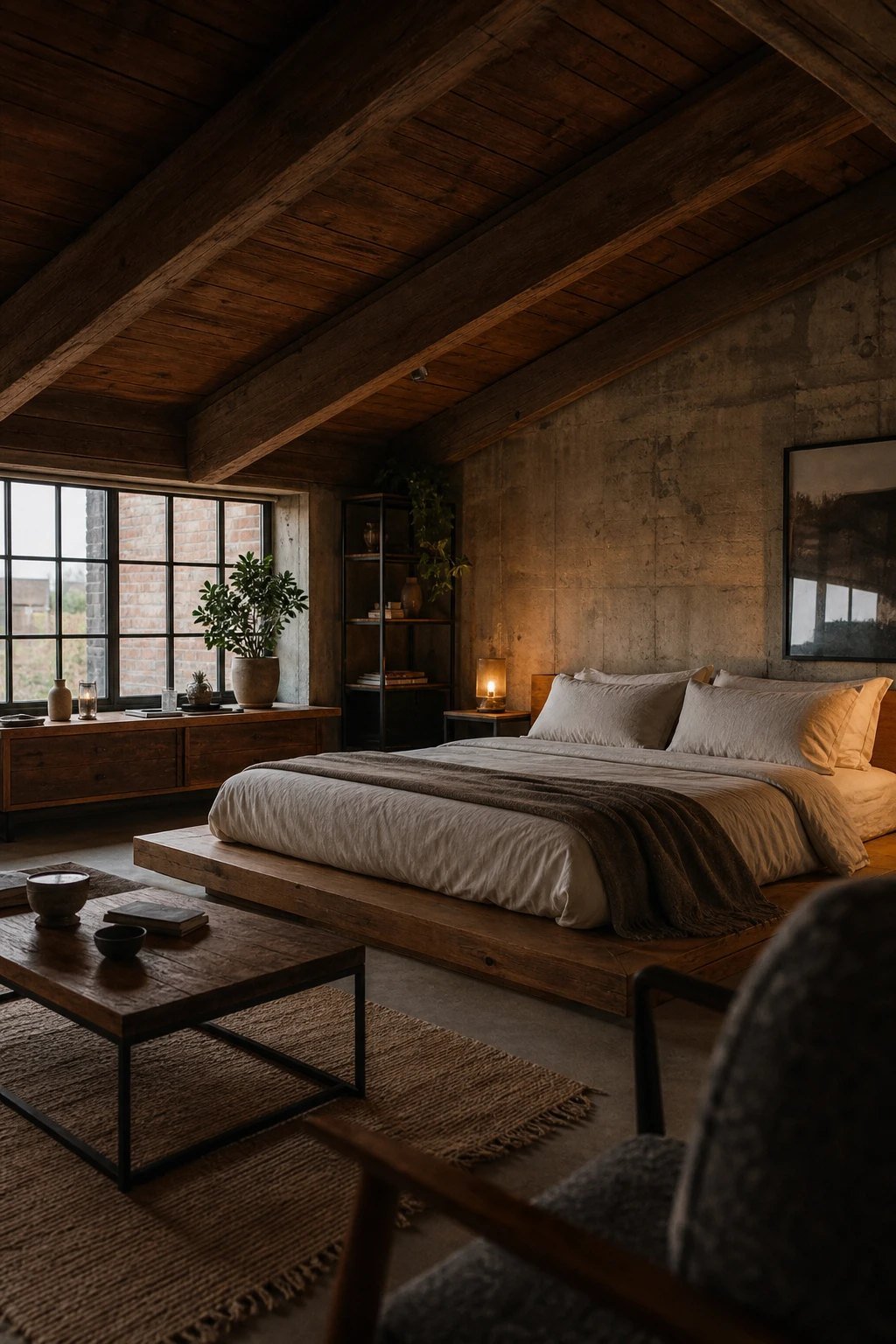 Cozy loft with a sloped ceiling