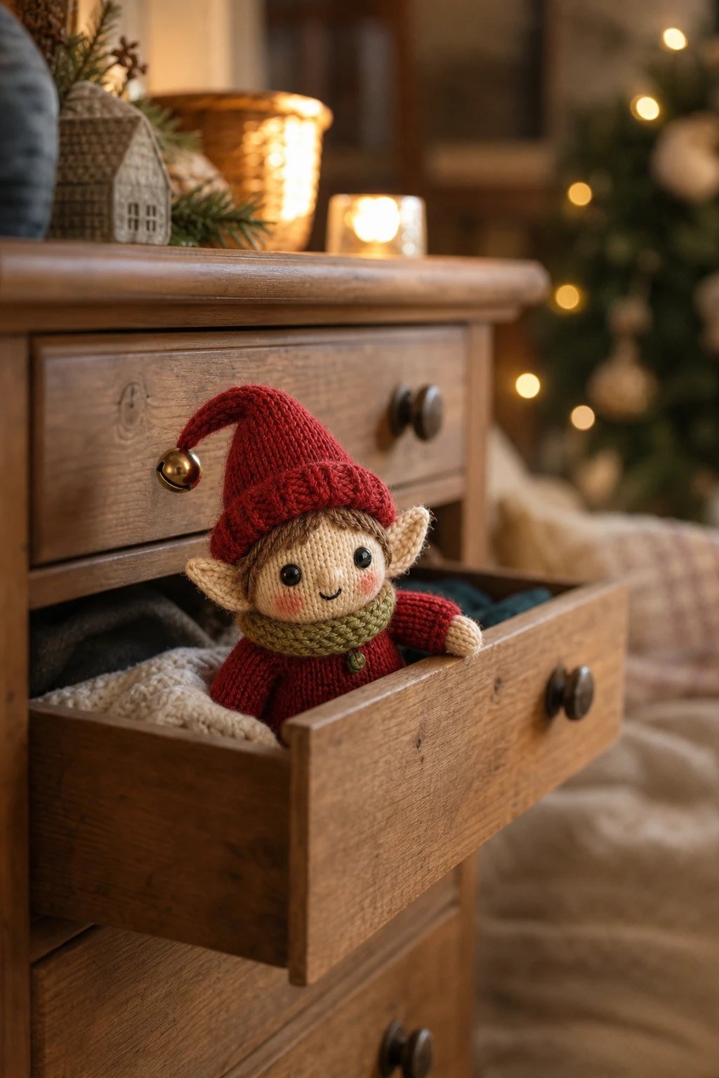 Peeking out of a drawer