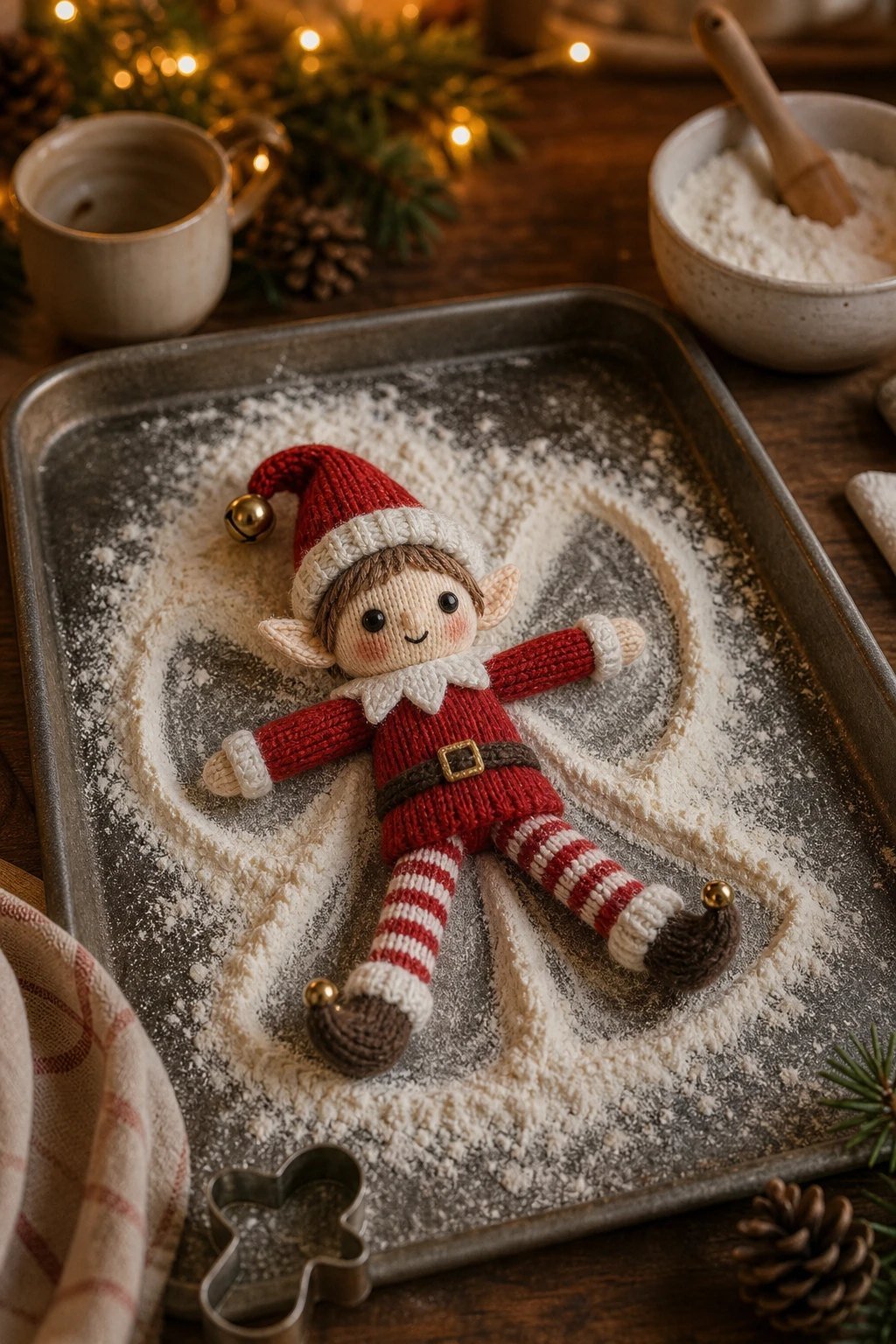 Snow angel in flour