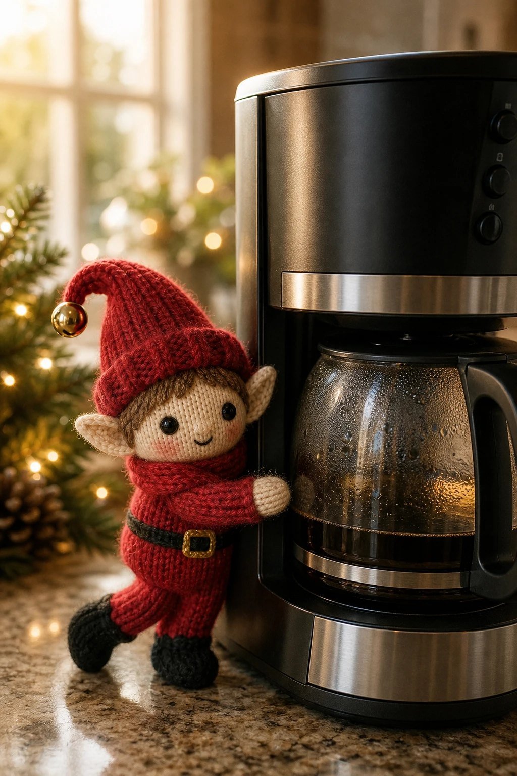 Hugging the coffee pot