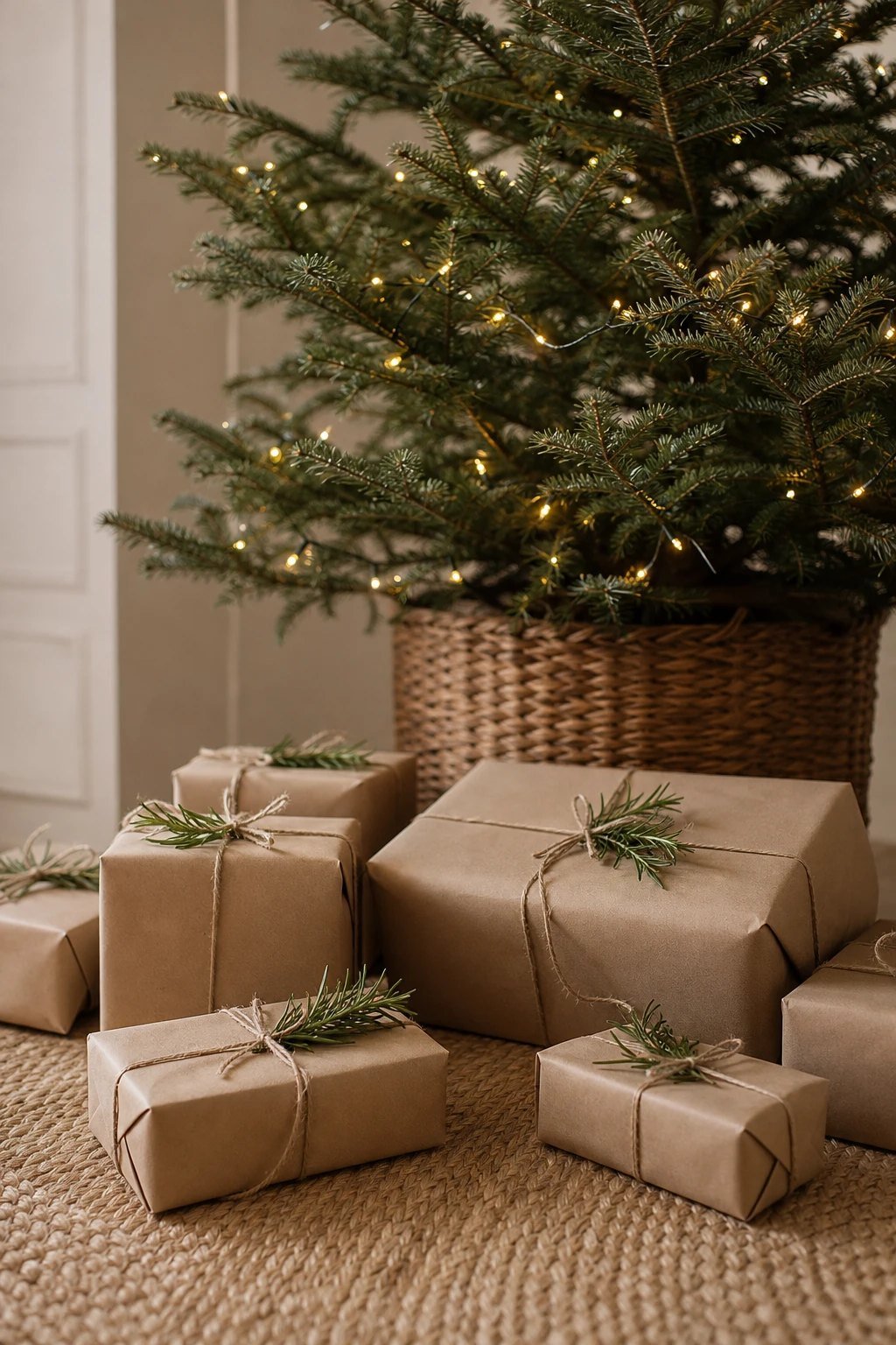 Kraft paper gifts underneath