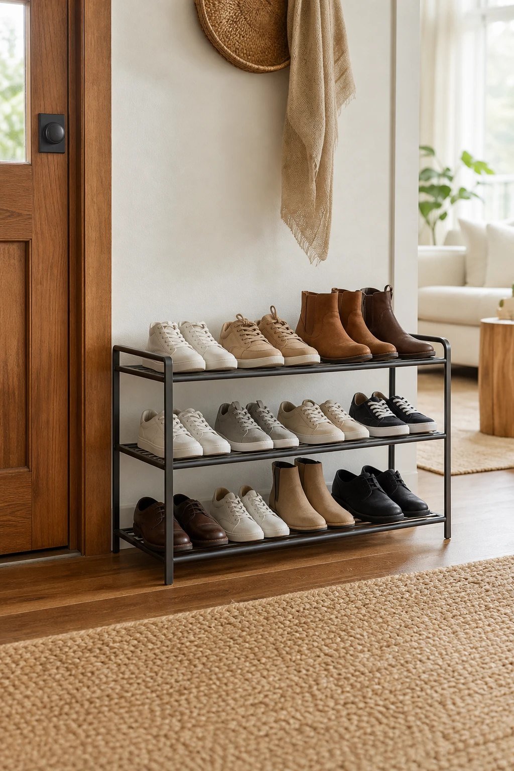 A shoe rack that fits the space