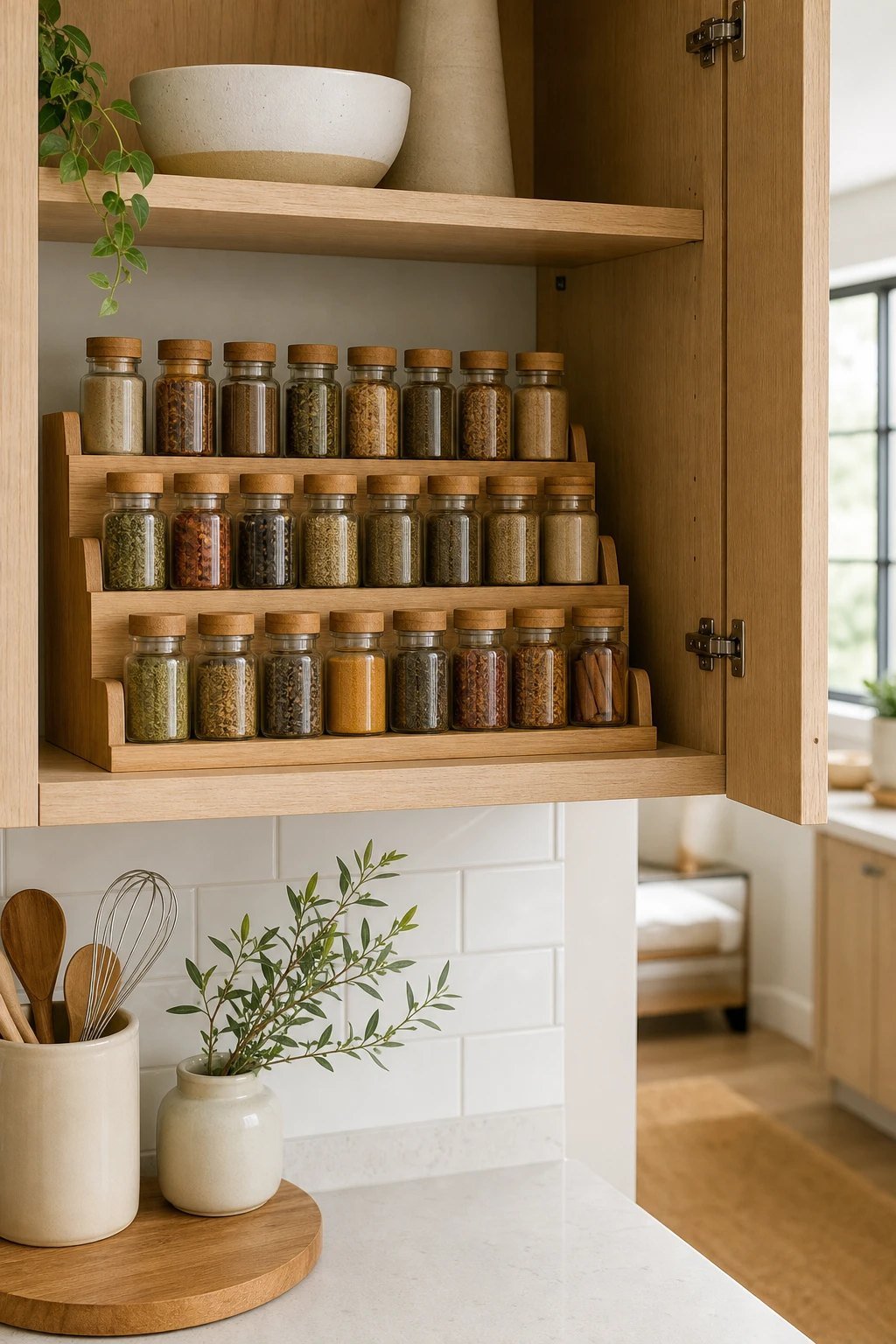 A tiered spice rack