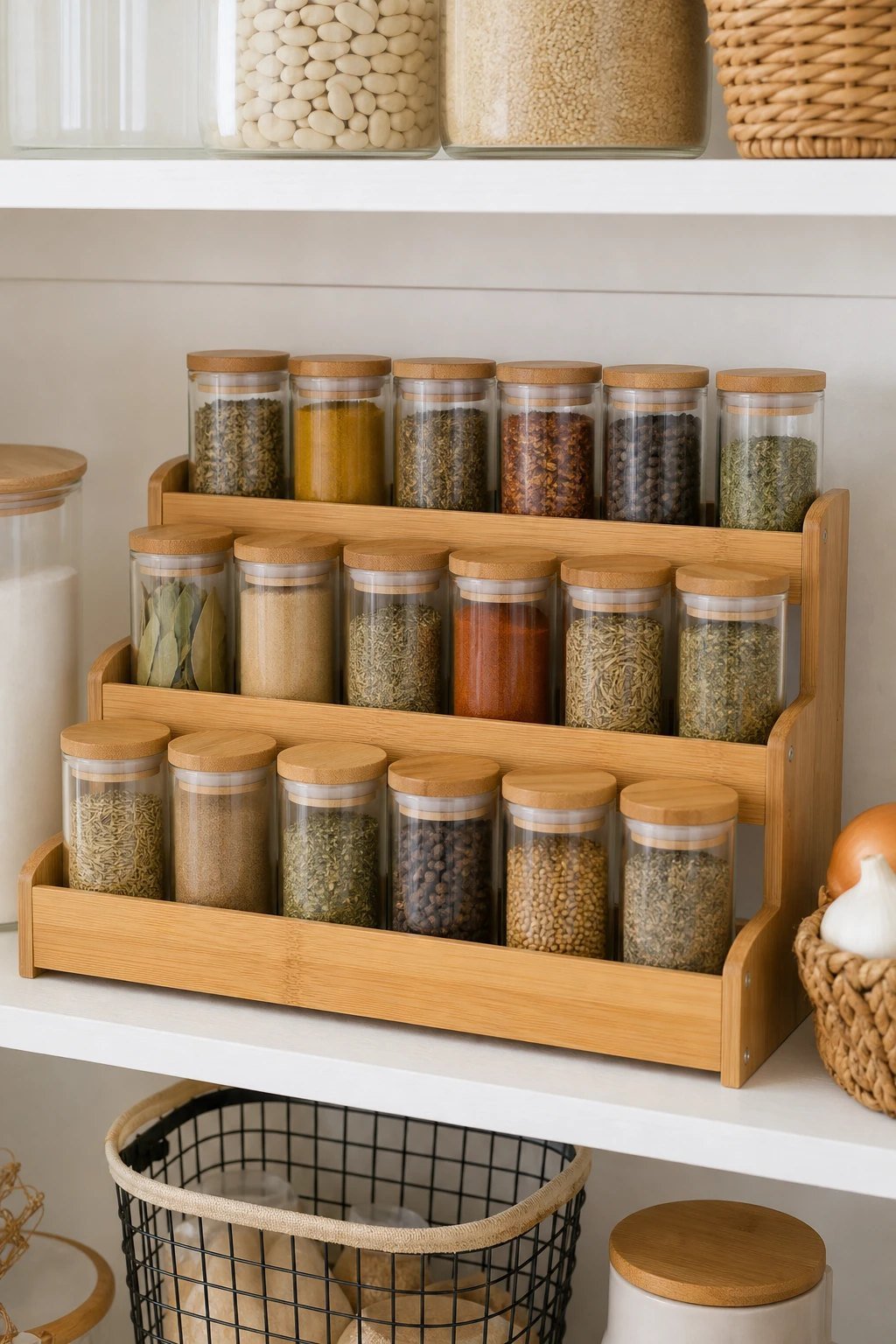 A tiered spice rack