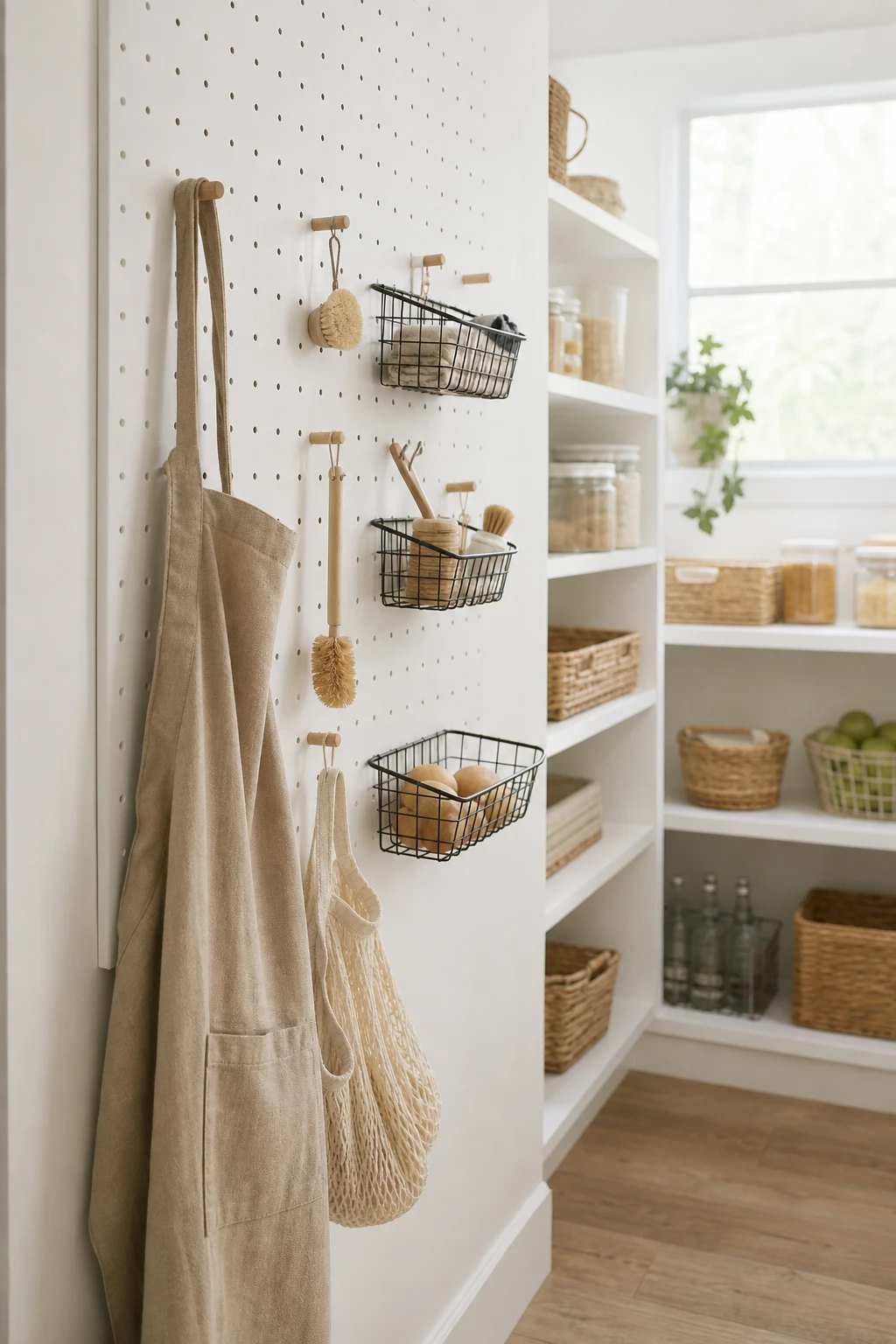 A pegboard wall