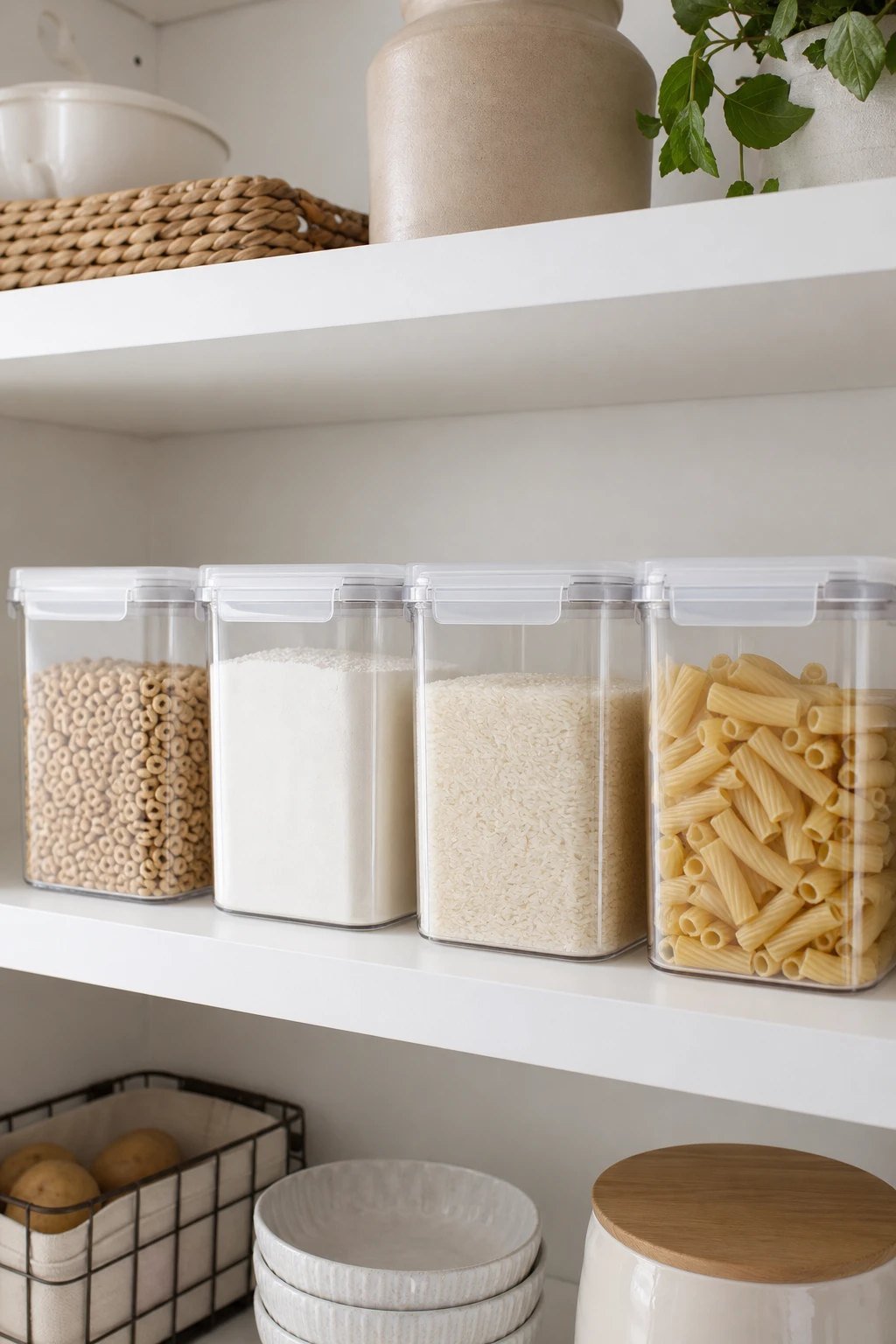 Decant dry goods into airtight containers