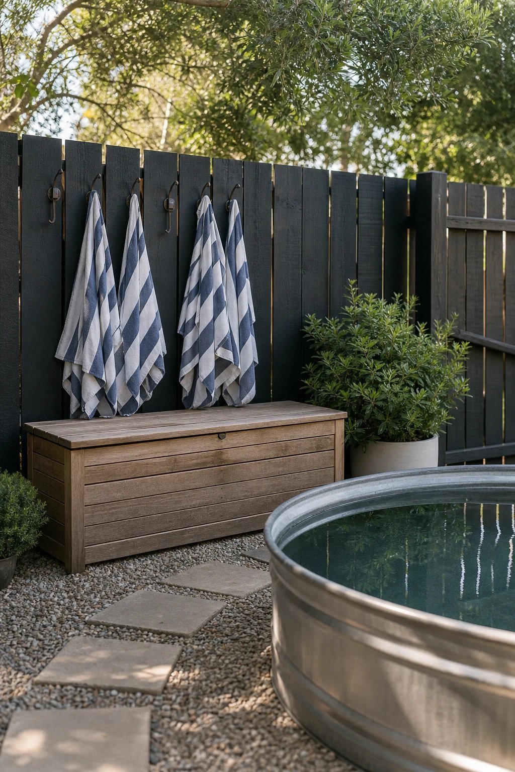 A towel and storage station