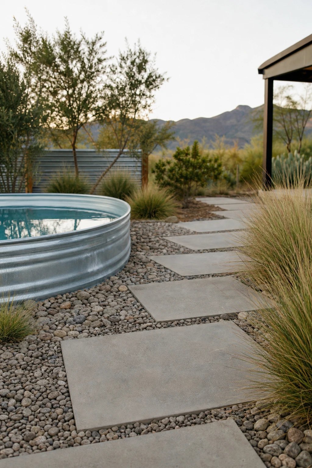 Pavers and pea gravel