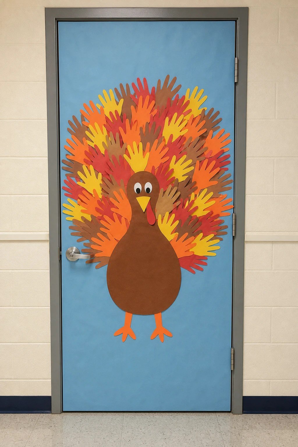 Handprint turkey feathers