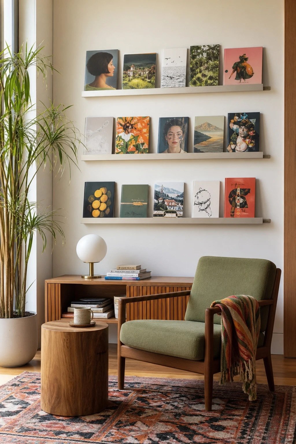 Front facing book ledges
