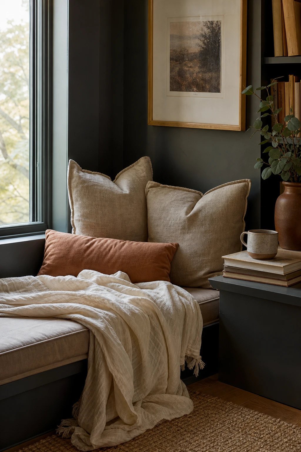 Soft pillows and a throw