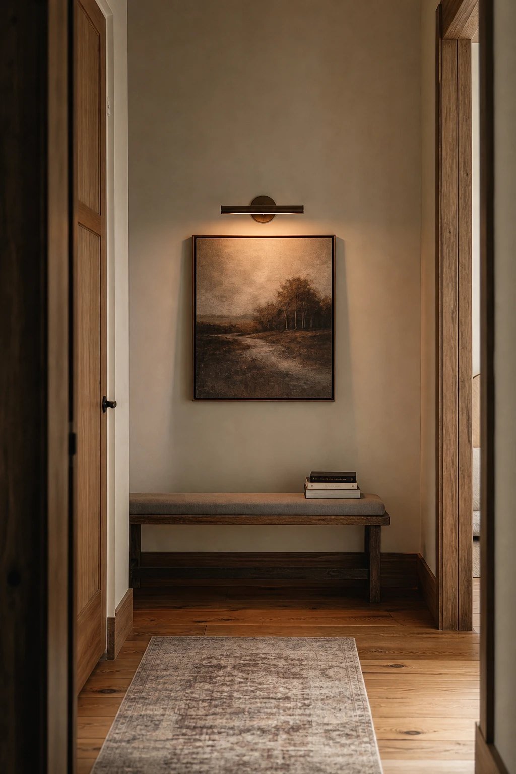 At the end of a hallway